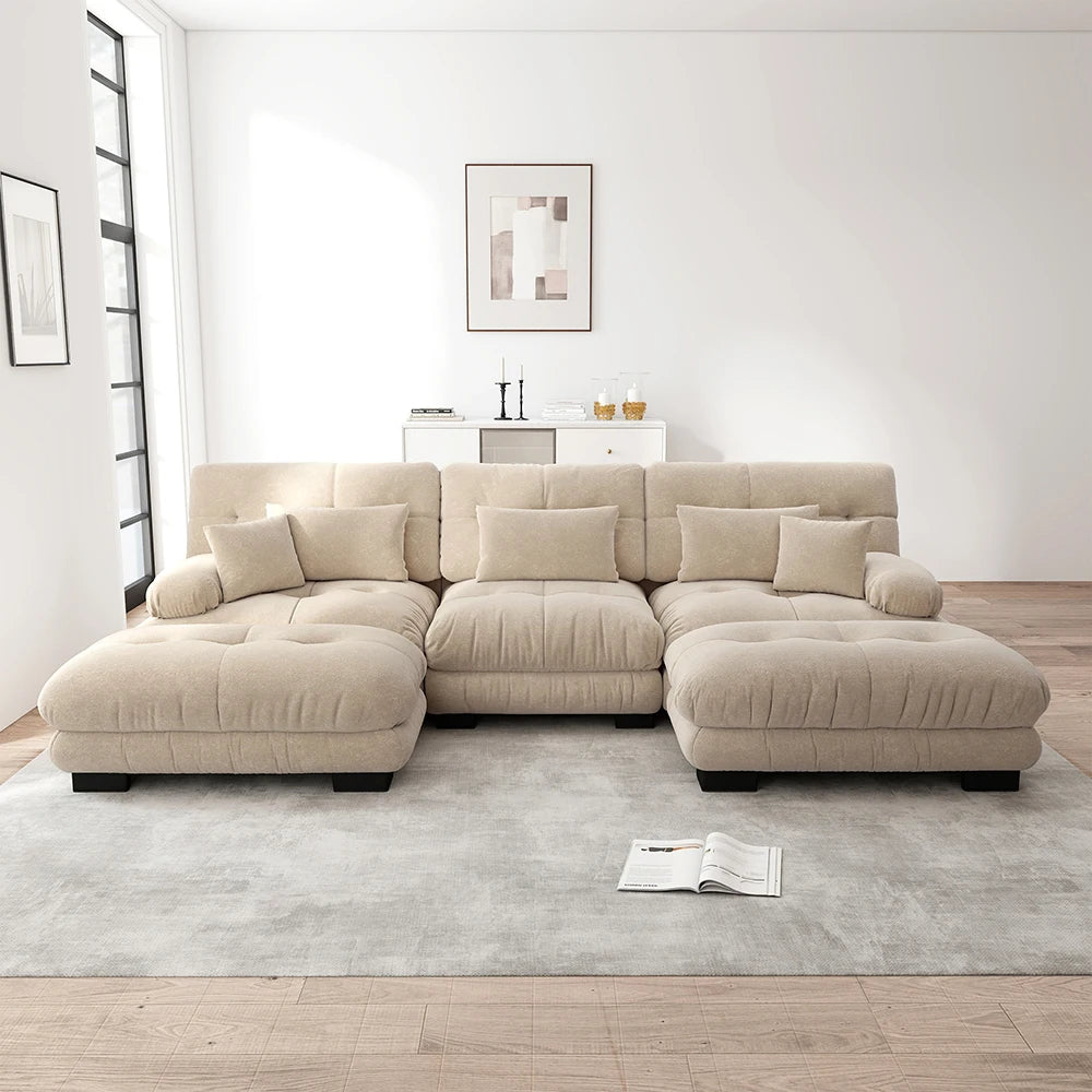 Canapé d’angle en U modulable en velours