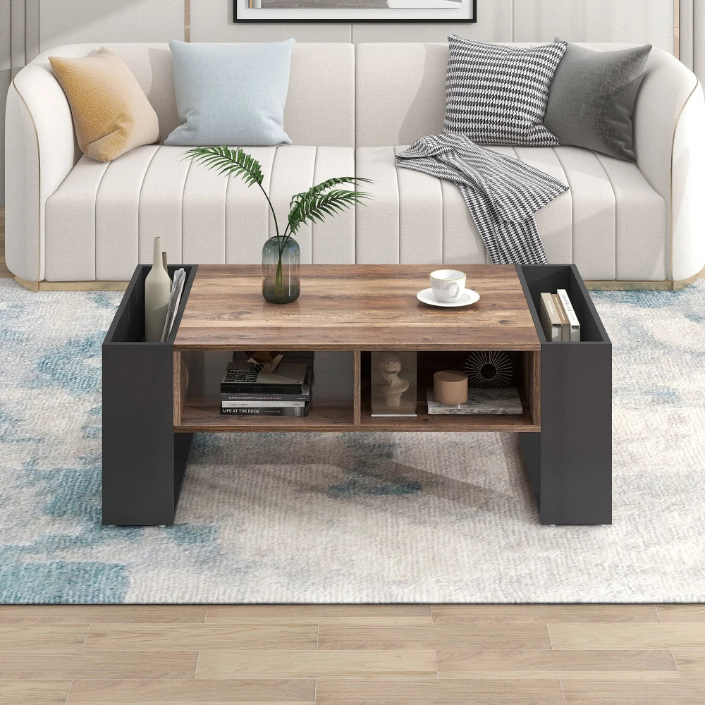 Table basse anthracite avec rangements intégrés