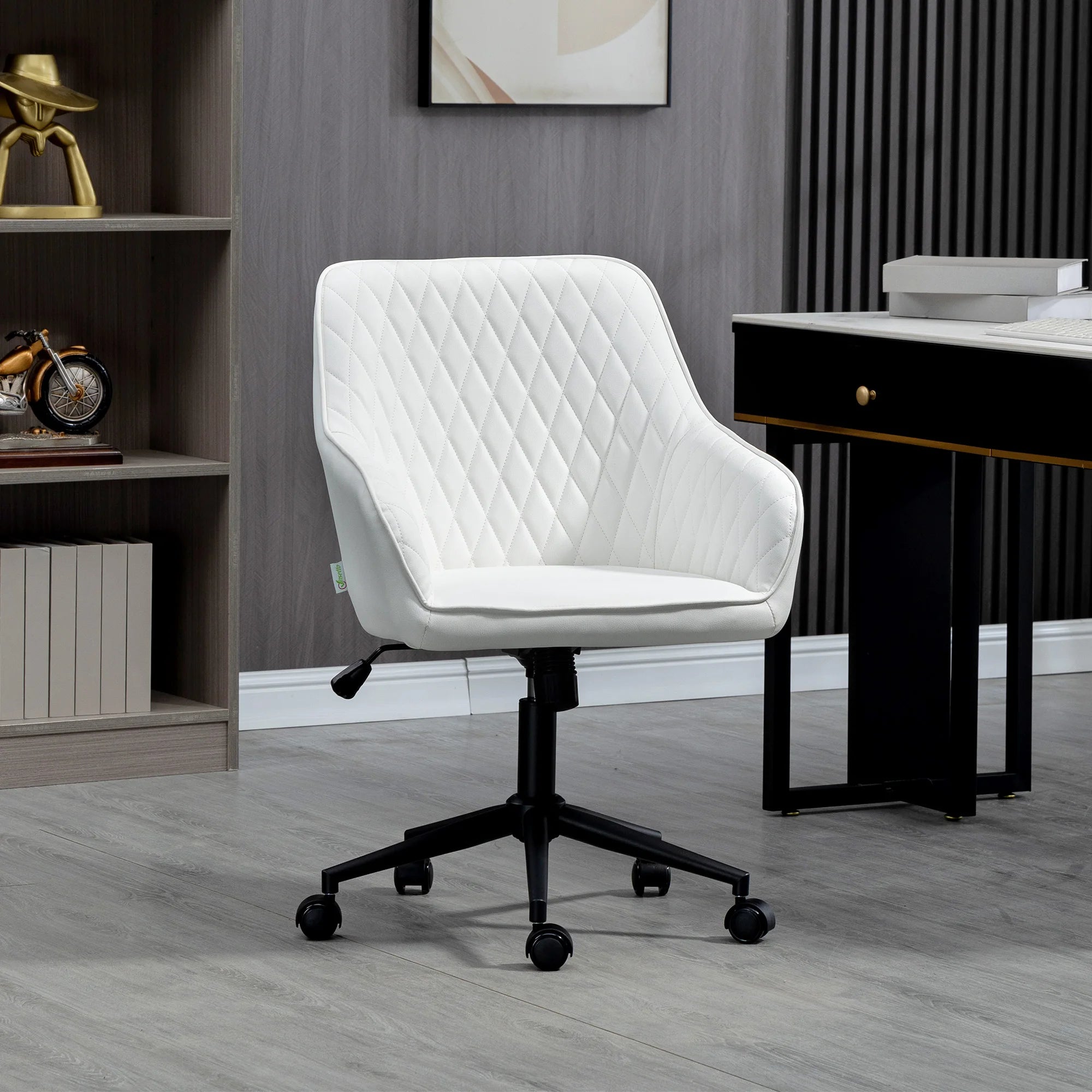 Fauteuil de bureau en simili cuir avec dossier matelassé