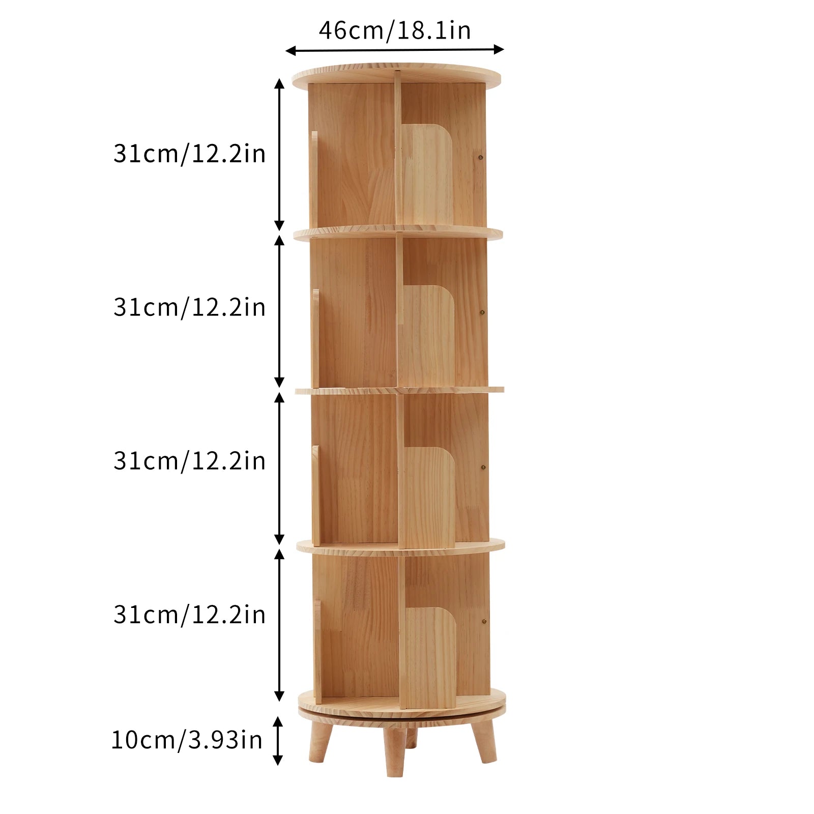 Bibliothèque rotative en bois à 5 niveaux