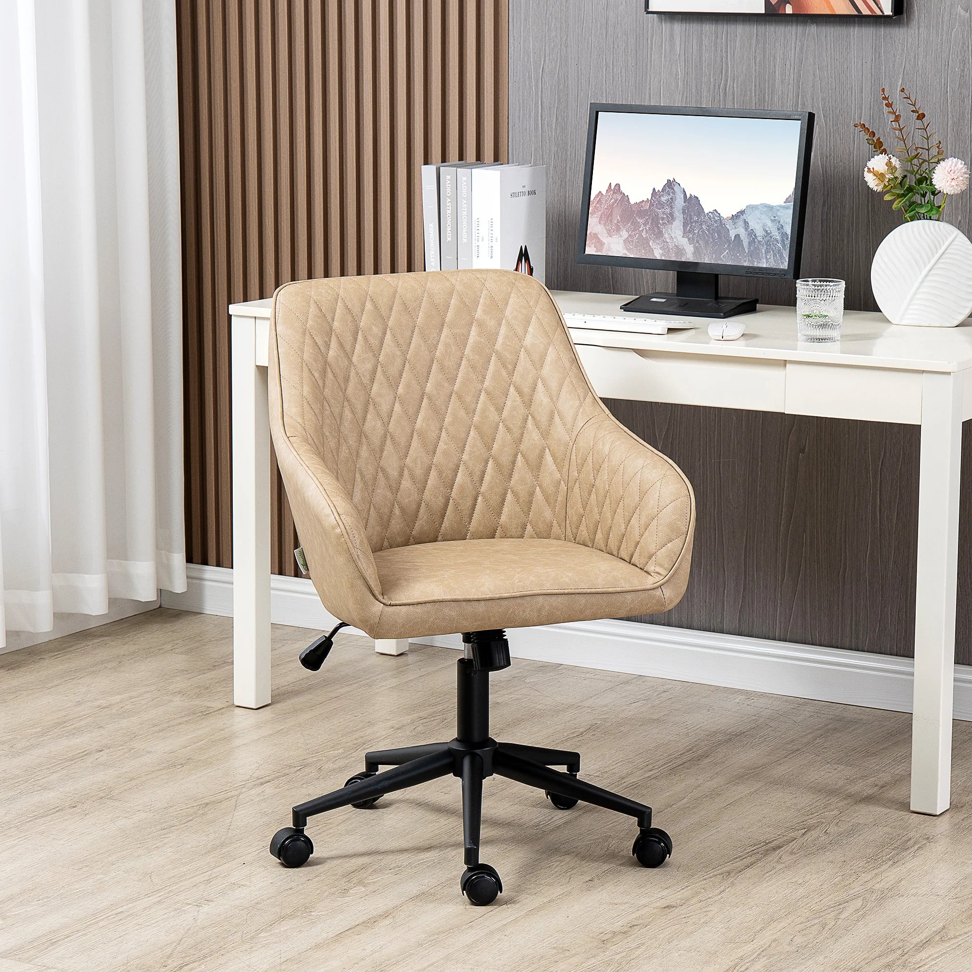 Fauteuil de bureau en simili cuir avec dossier matelassé