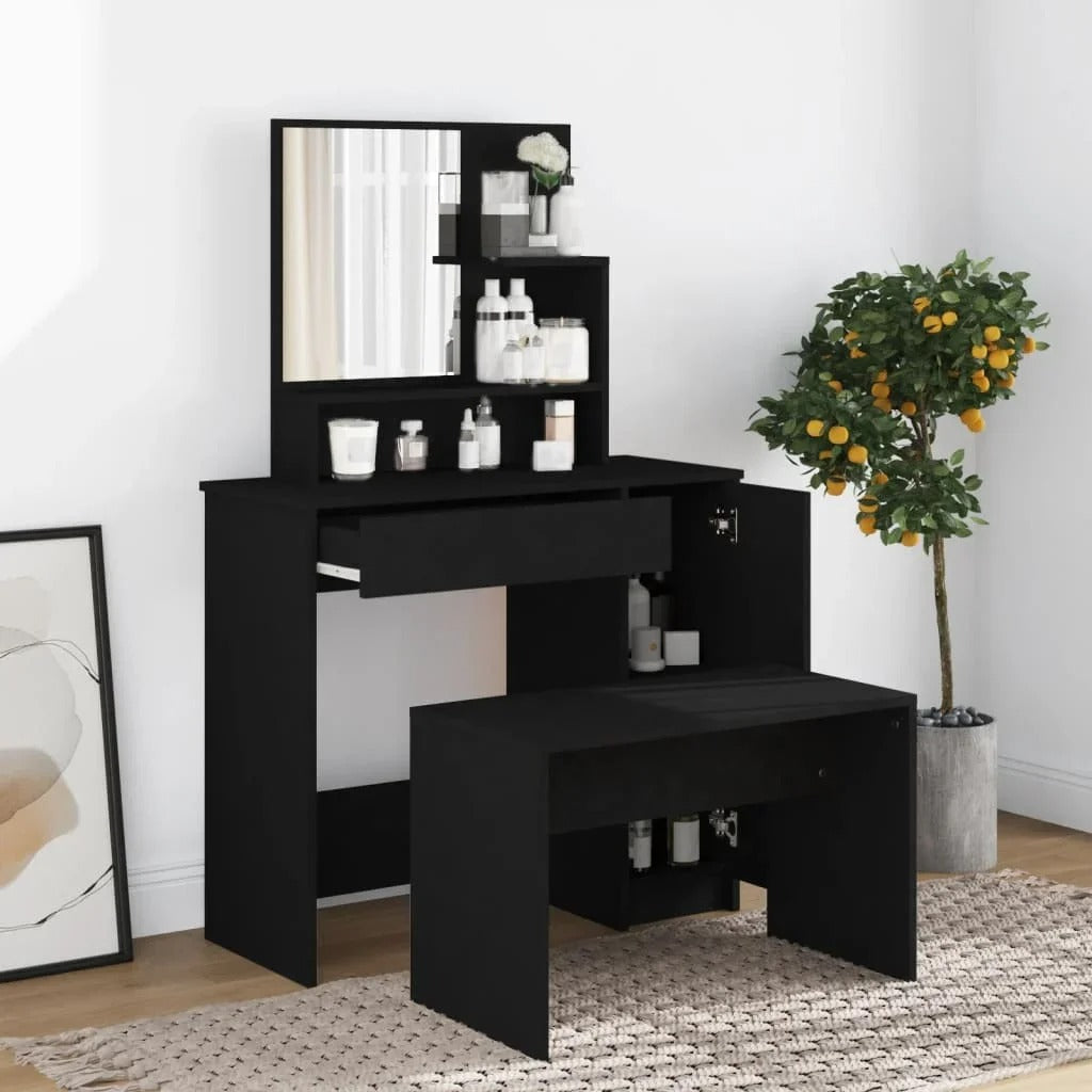 Coiffeuse noire avec placard intégré