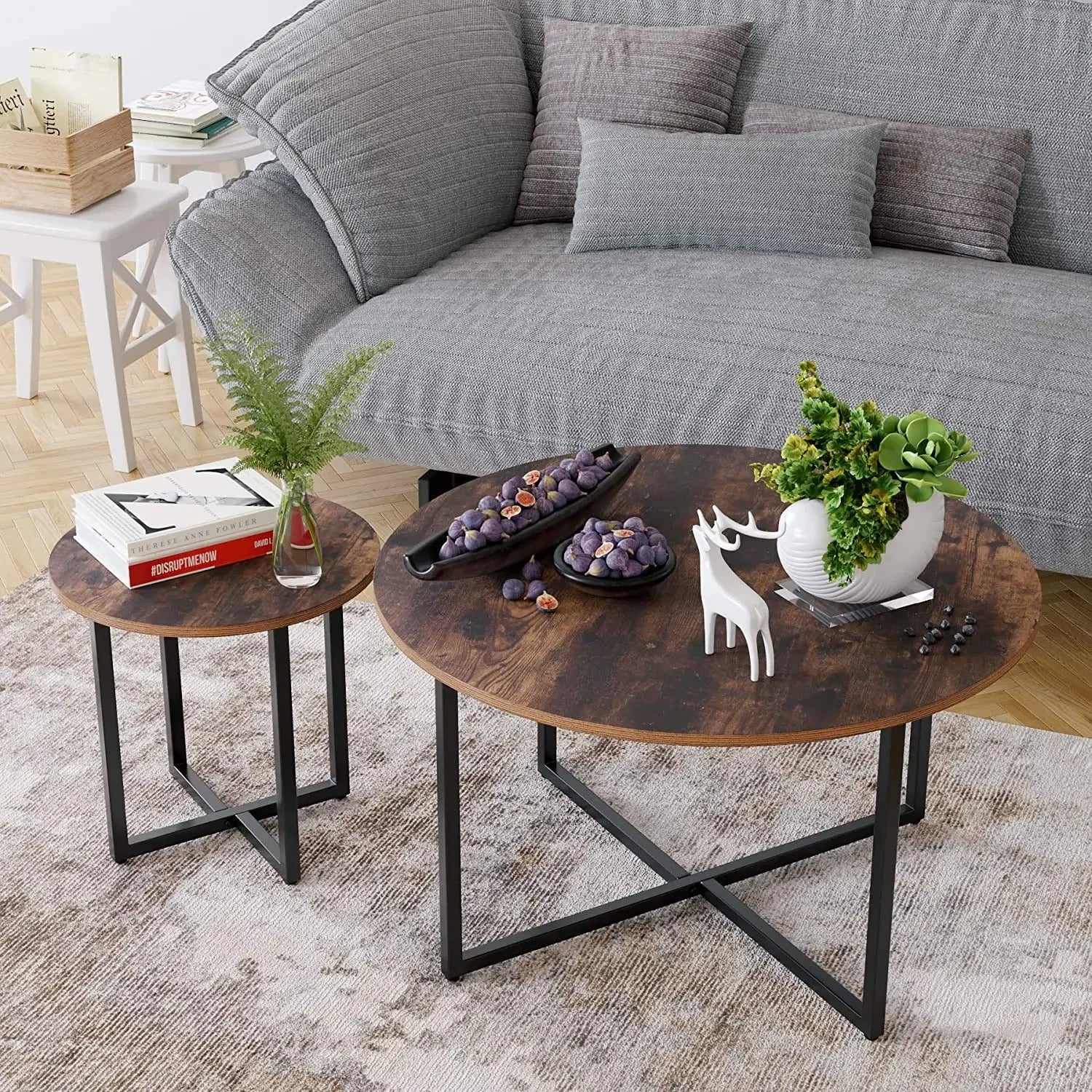 Tables Basses Bois Vintage Métal
