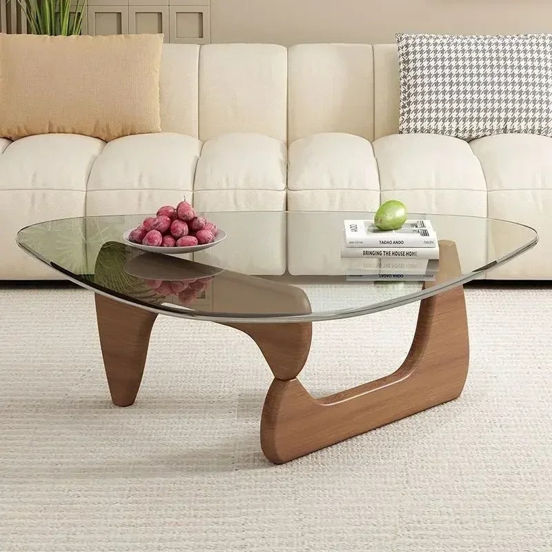 Table basse design en verre et bois
