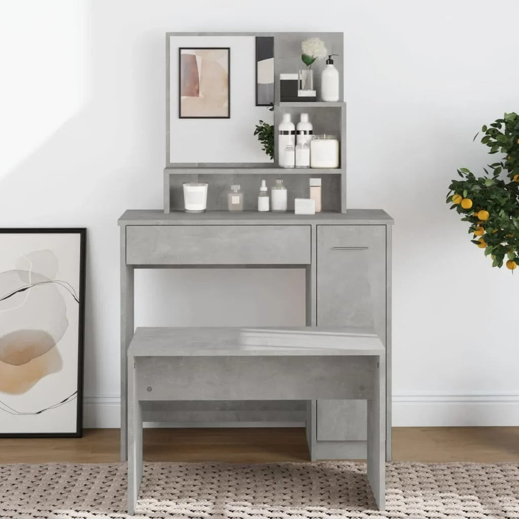Coiffeuse Béton Gris avec Miroir