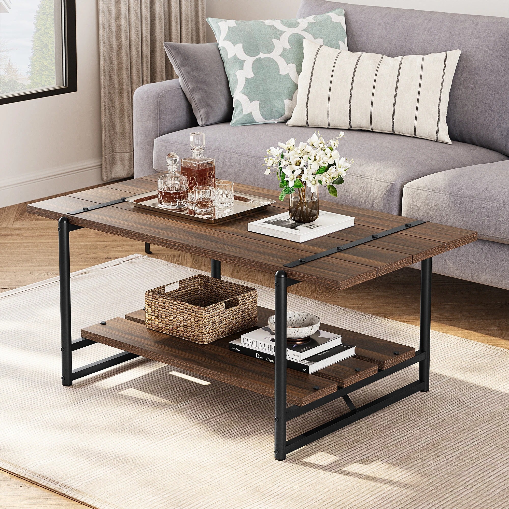 Table Basse Rectangulaire Bois Métal