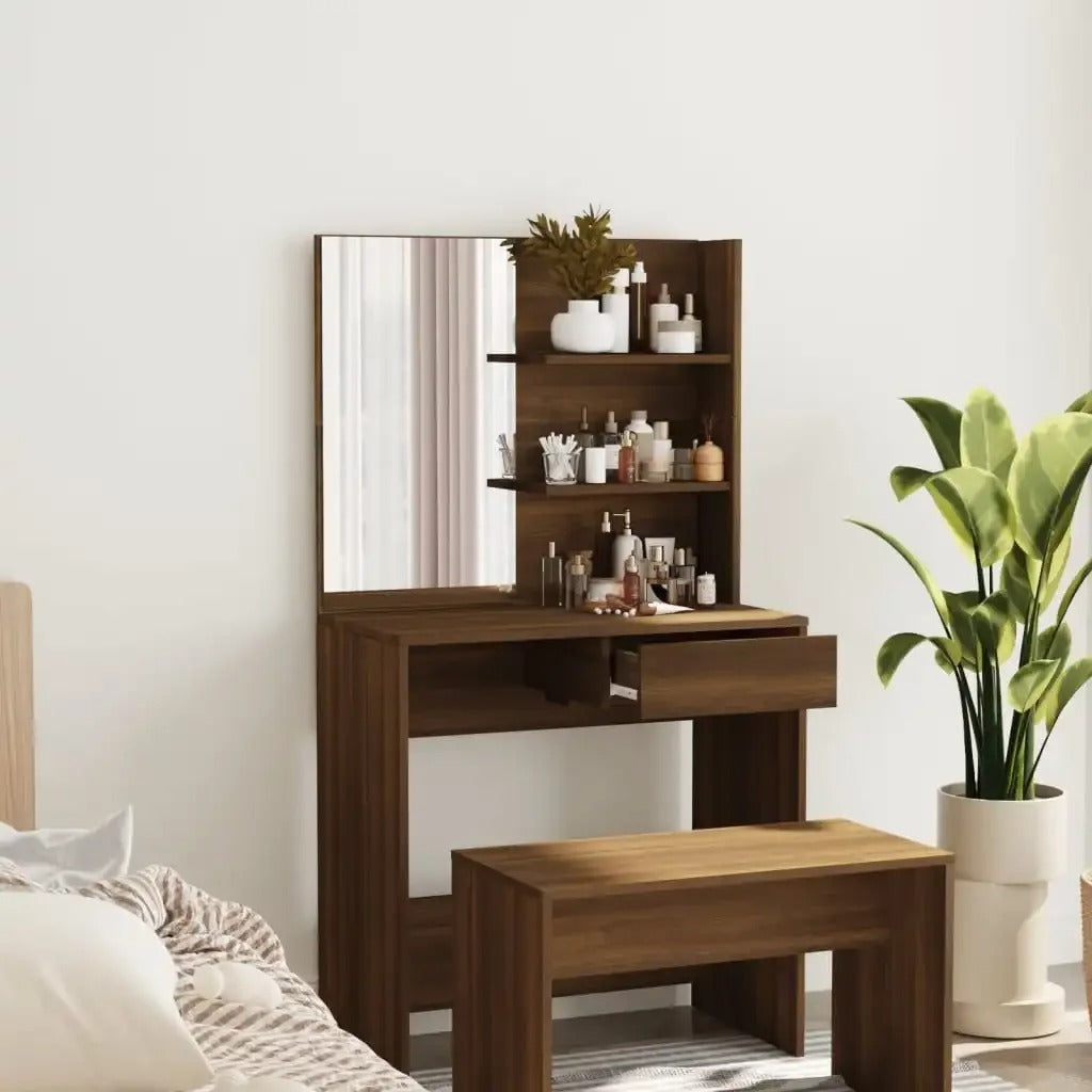 Coiffeuse Chêne Moderne avec Miroir