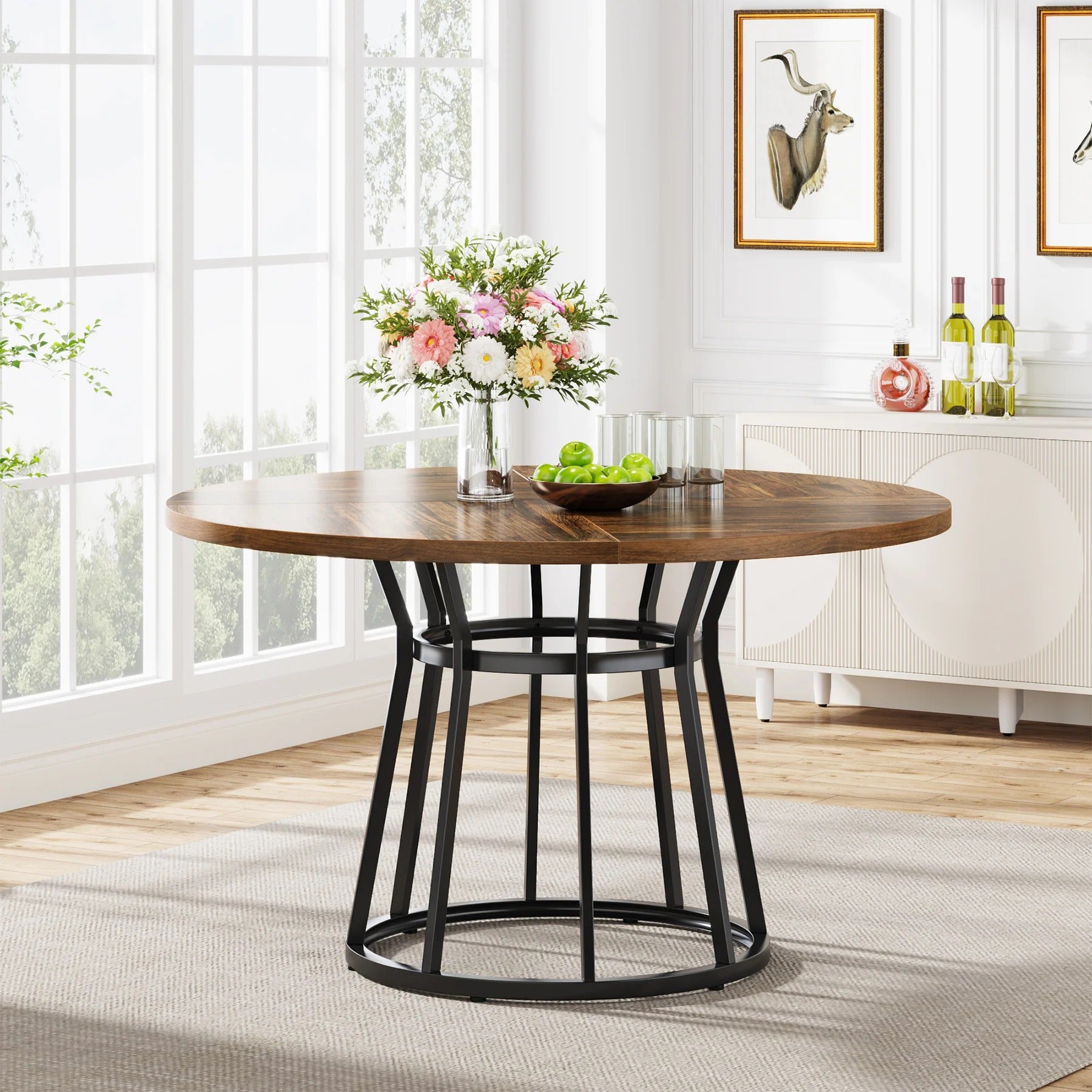 Table ronde design piètement métallique