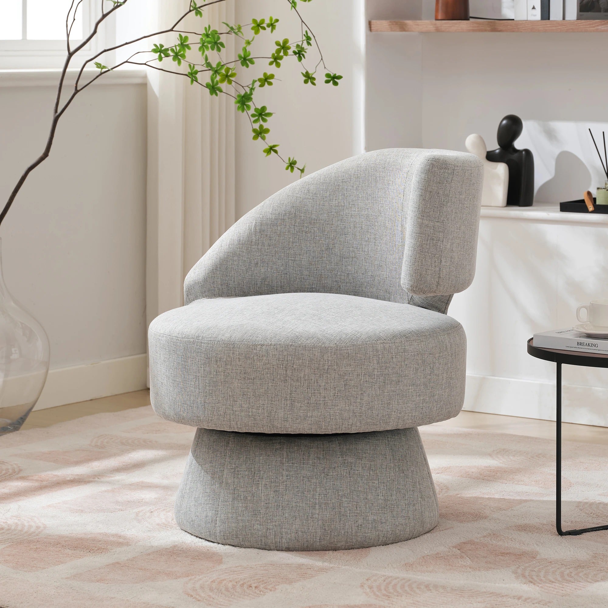 Fauteuil pivotant tissu gris 360°