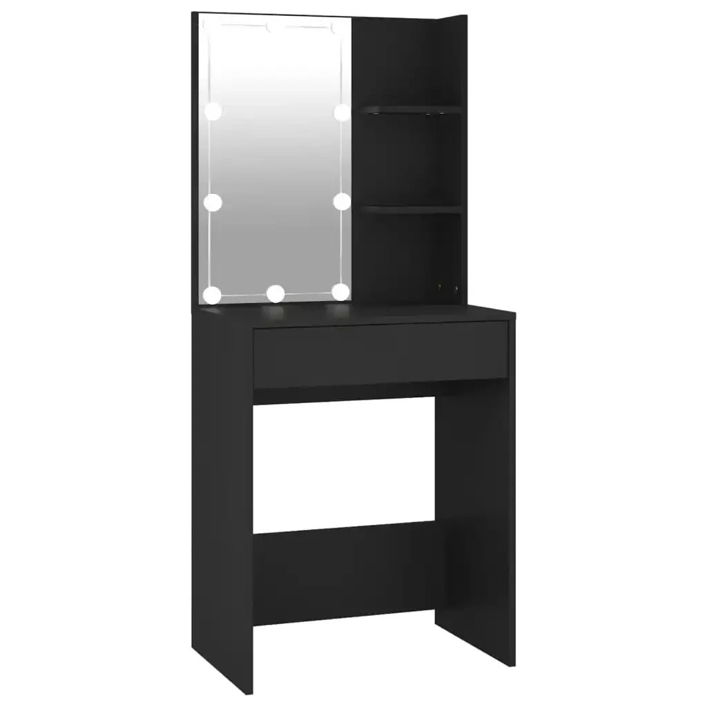 Coiffeuse noire compacte avec LED
