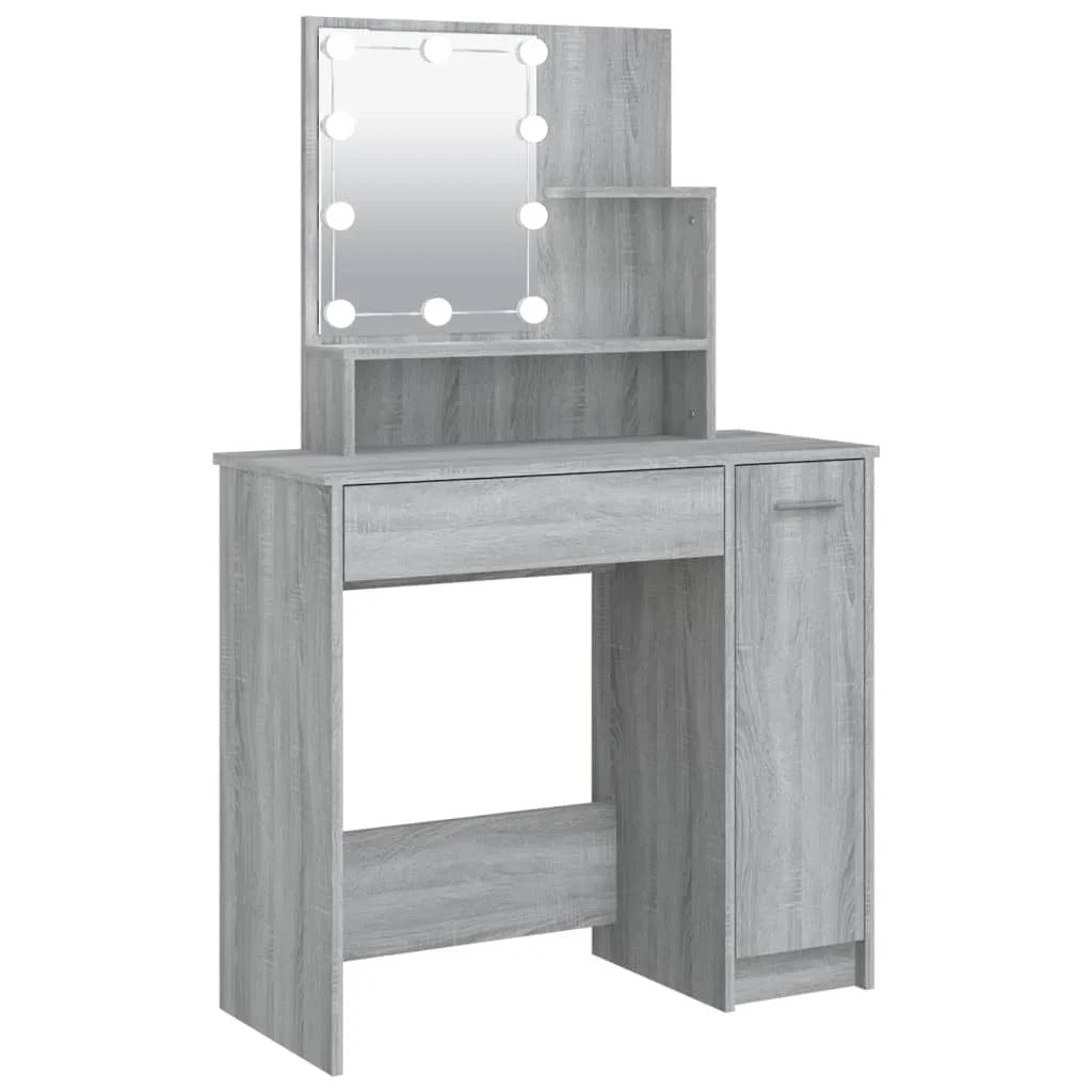 Coiffeuse grise LED avec rangements