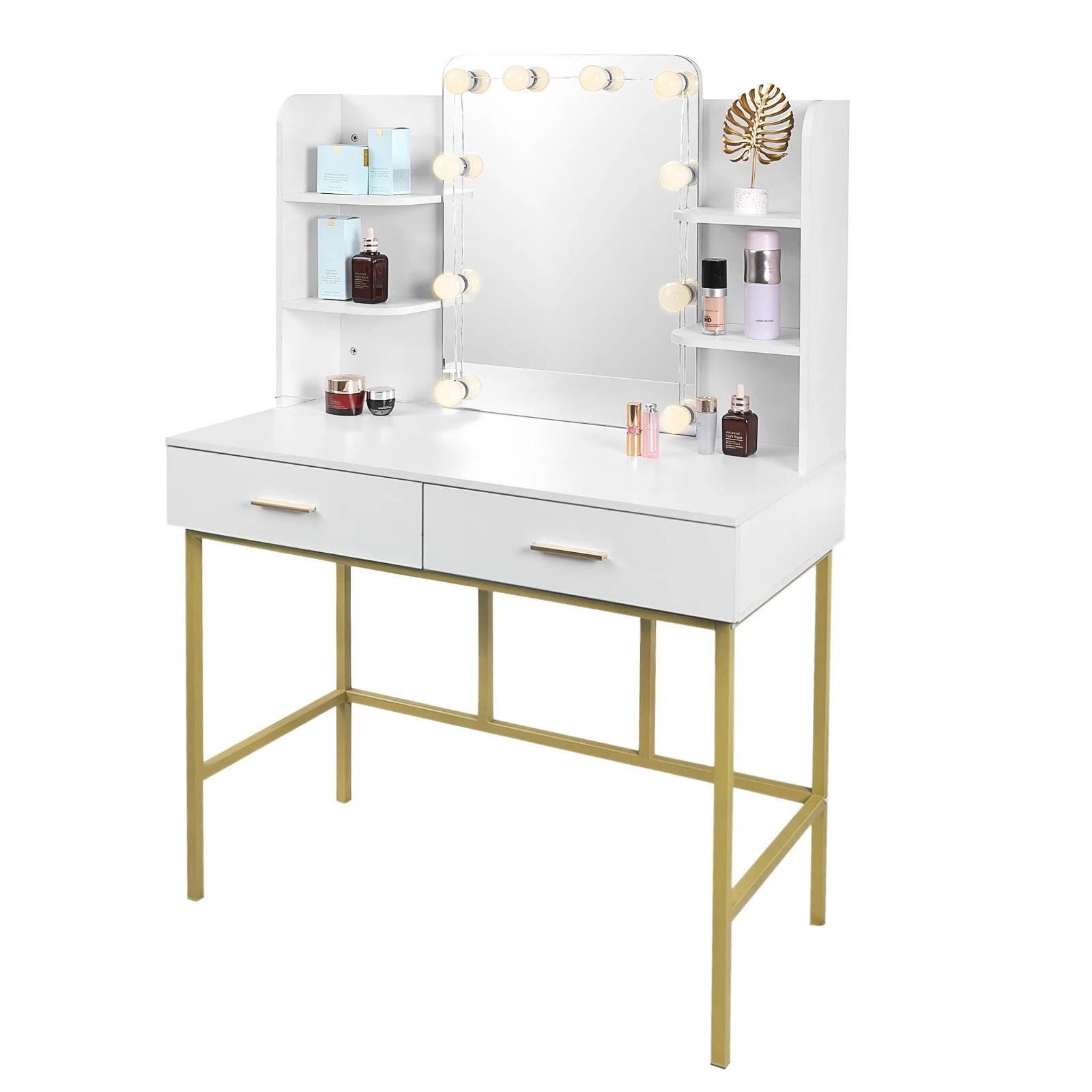 Coiffeuse moderne avec miroir LED et rangements