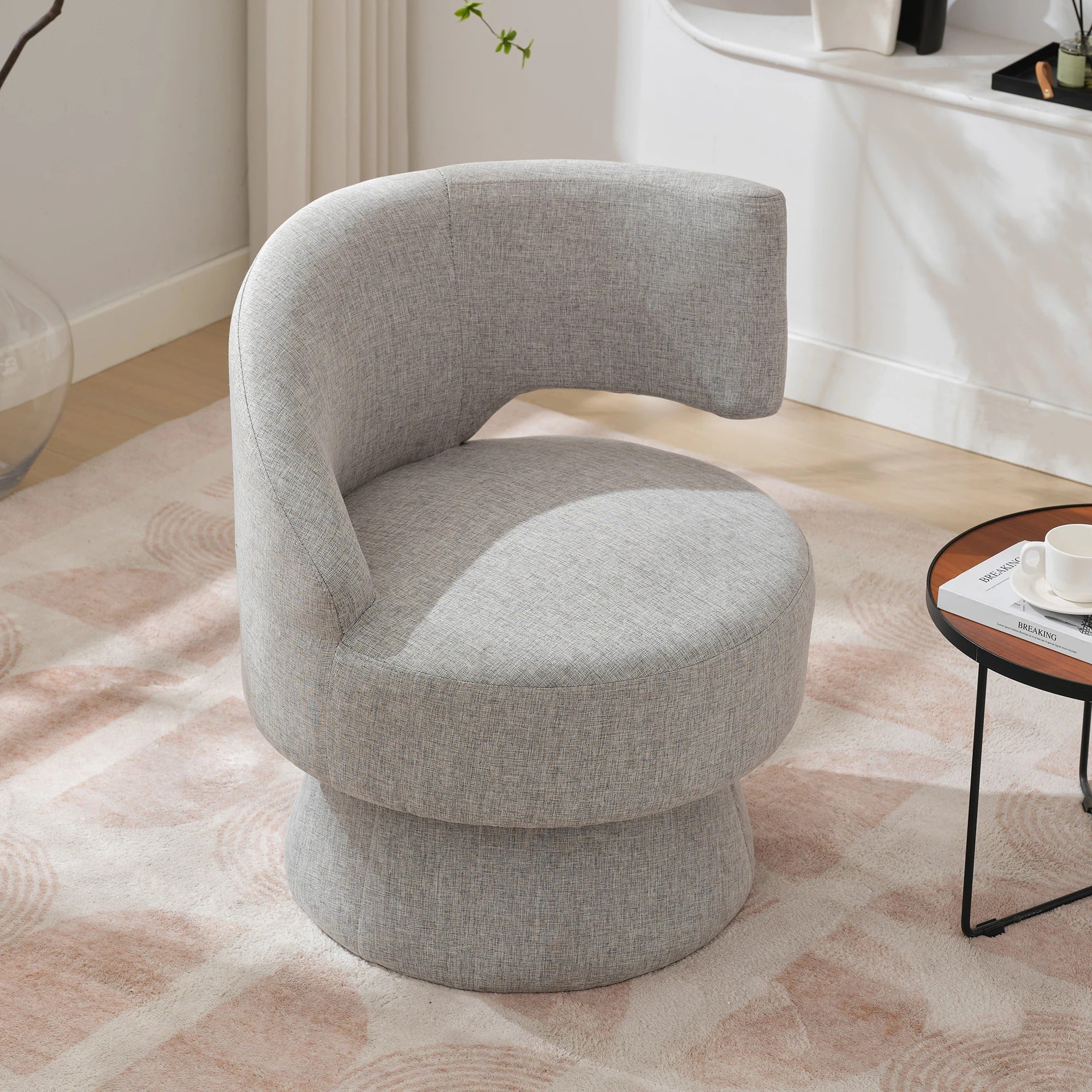 Fauteuil pivotant tissu gris 360°