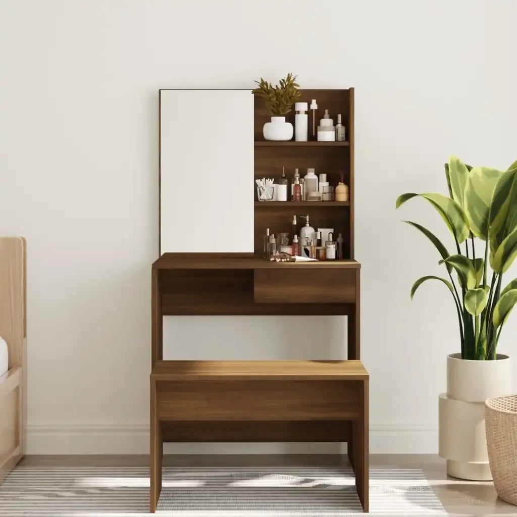 Coiffeuse Chêne Moderne avec Miroir