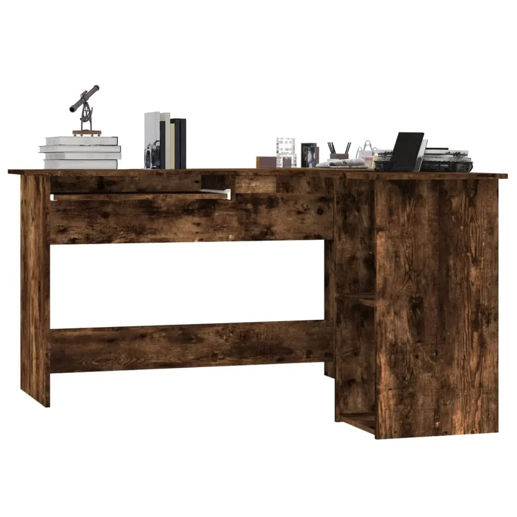 Moderner Eckschreibtisch aus geräuchertem Holz
