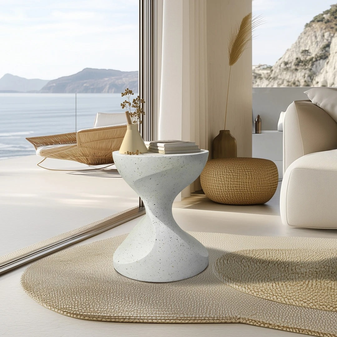 Table d’Appoint Béton Blanc Rond