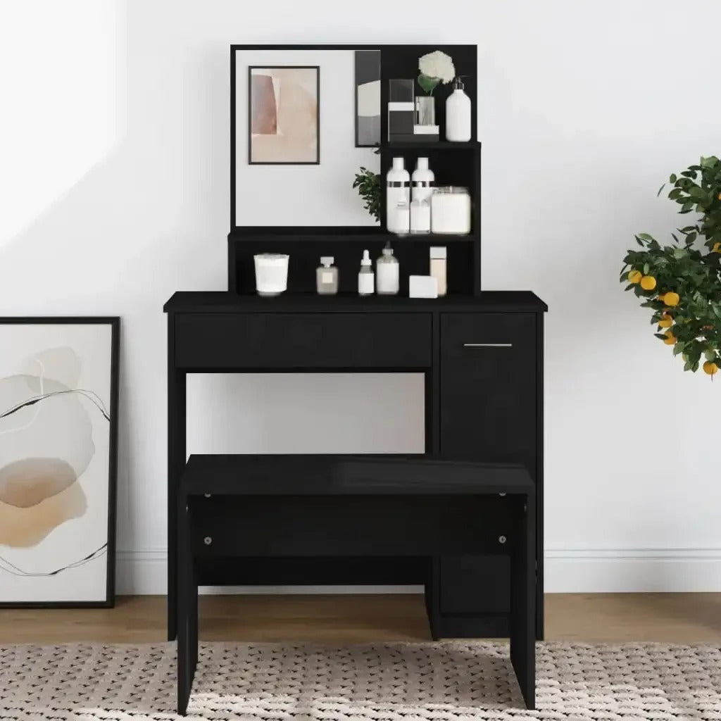 Coiffeuse noire avec placard intégré
