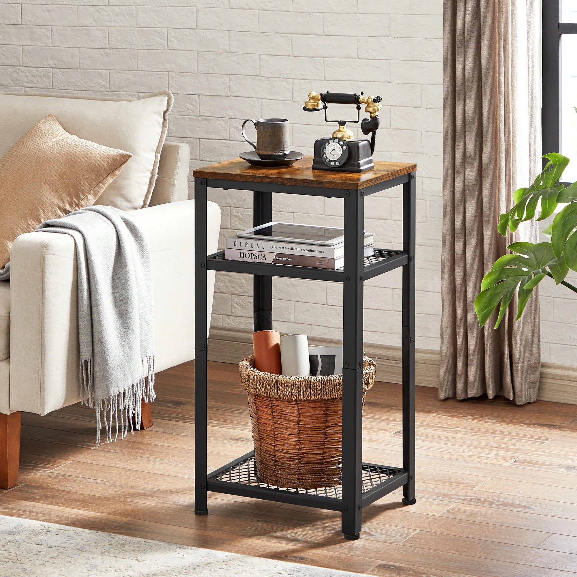 Table d’appoint bois métal 3 niveaux