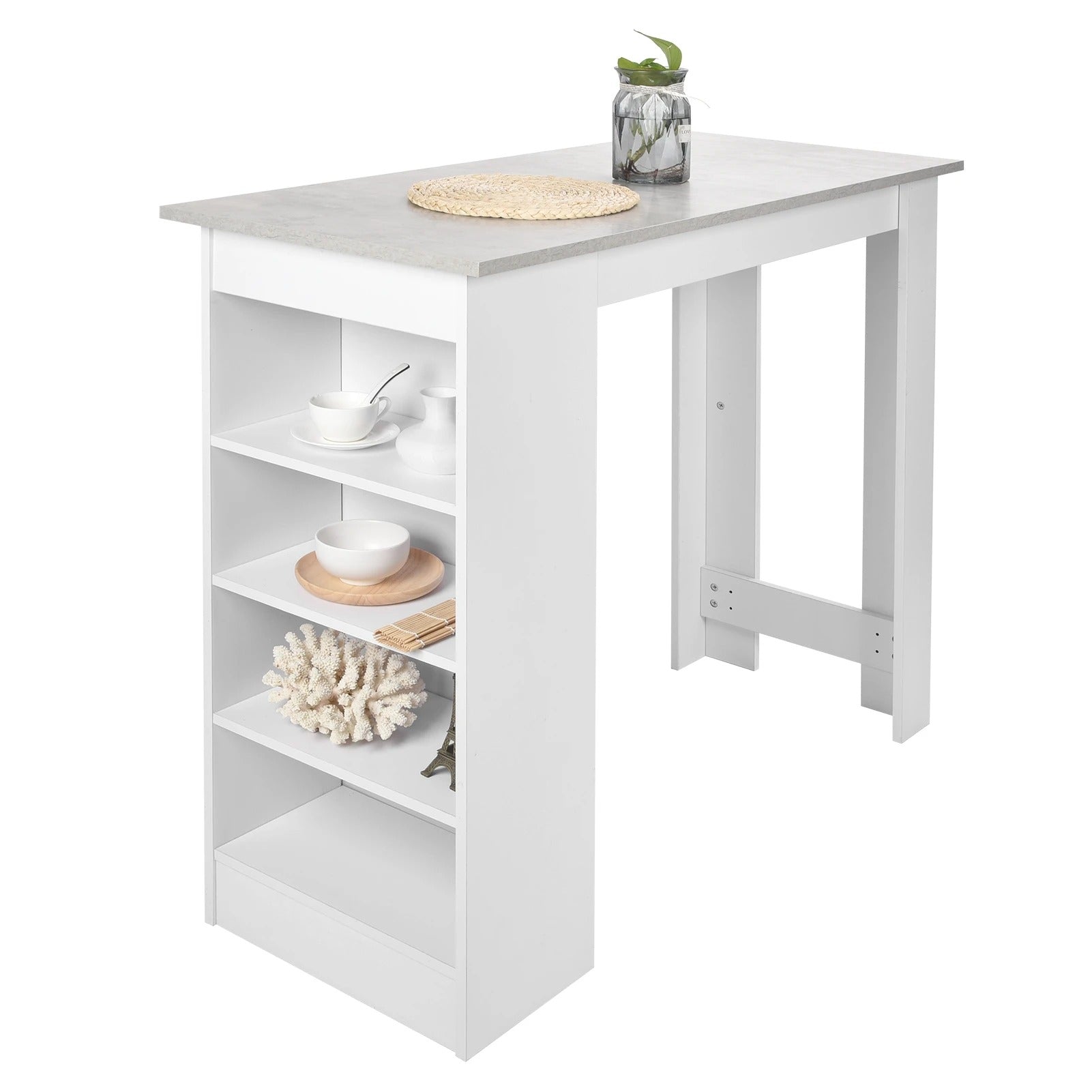 Table bar compacte avec étagères