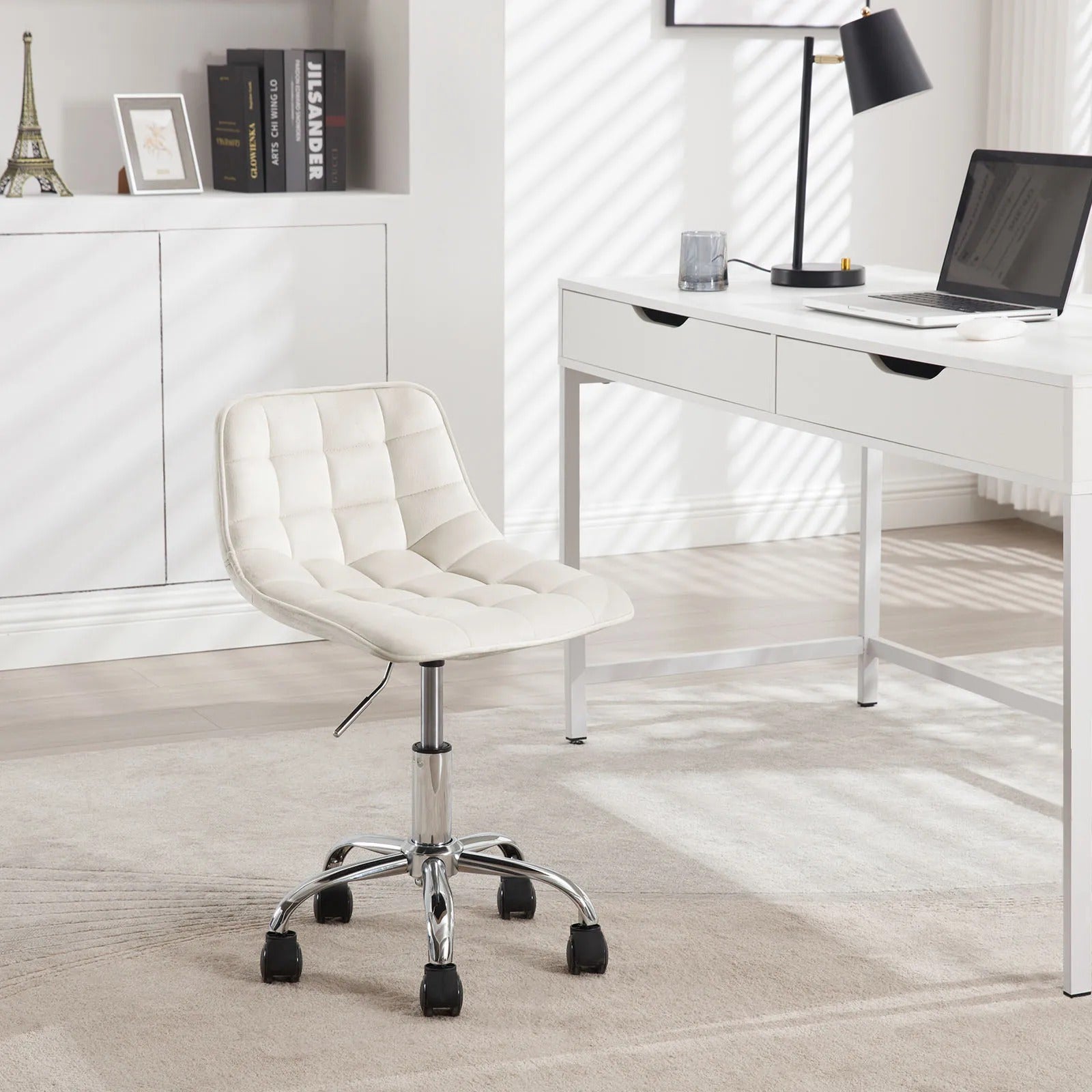 Chaise de bureau en velours pivotante