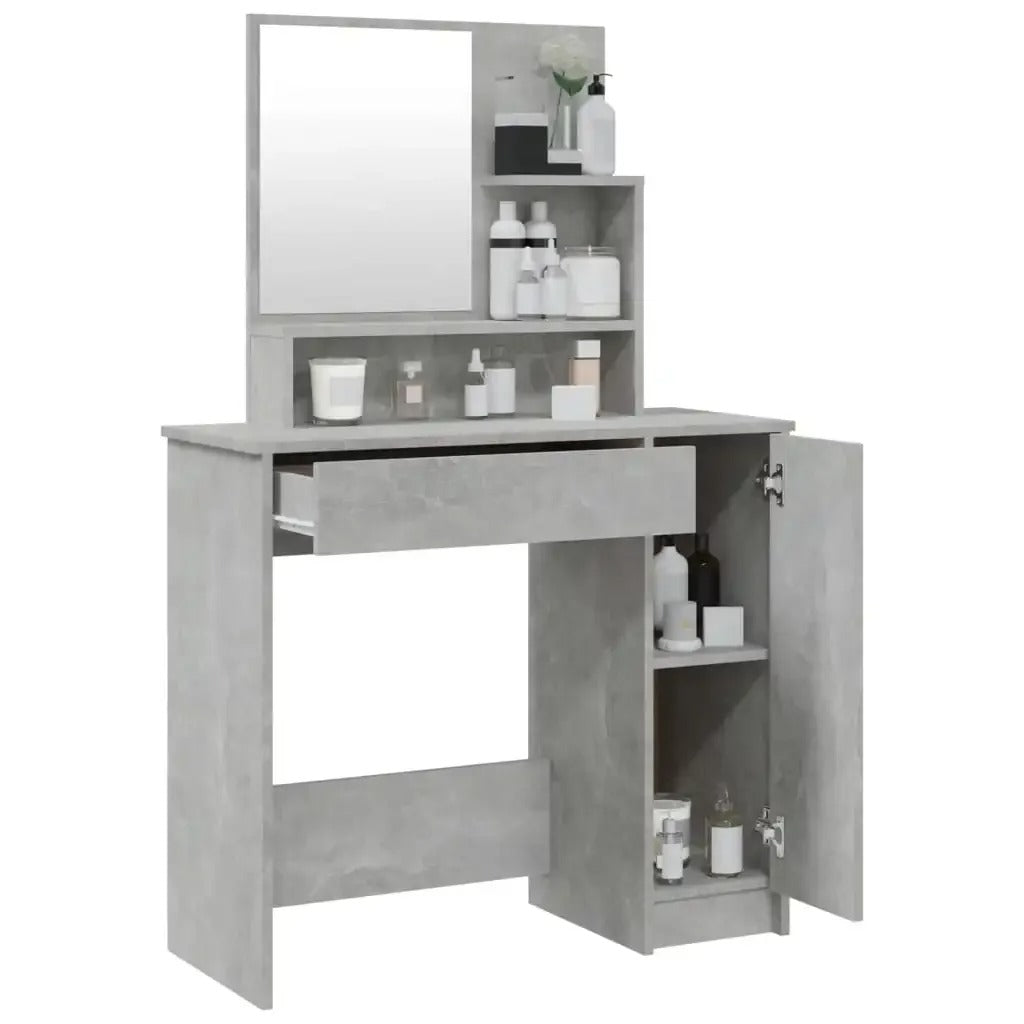 Coiffeuse Béton Gris avec Miroir