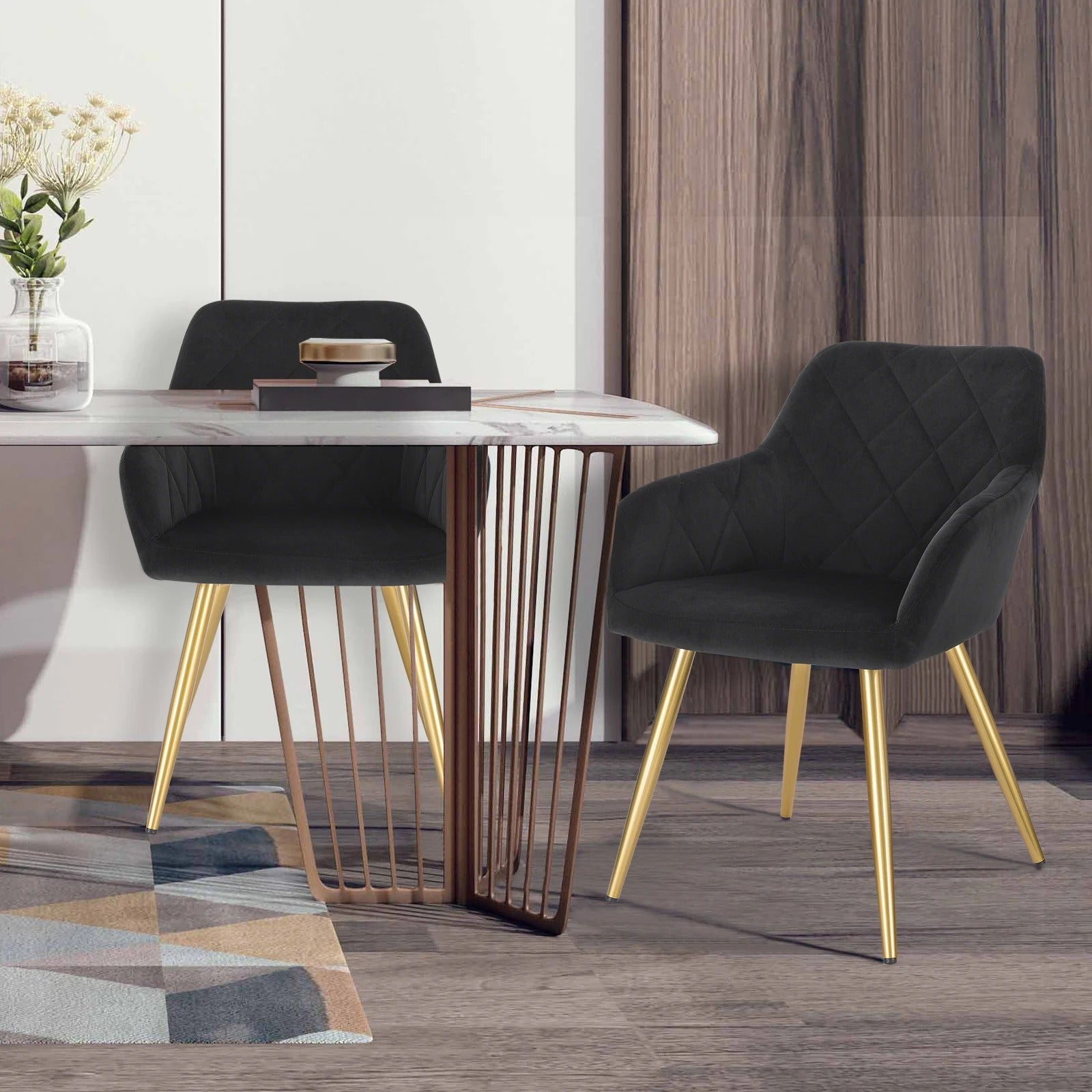 Fauteuil en velours pieds métal noir