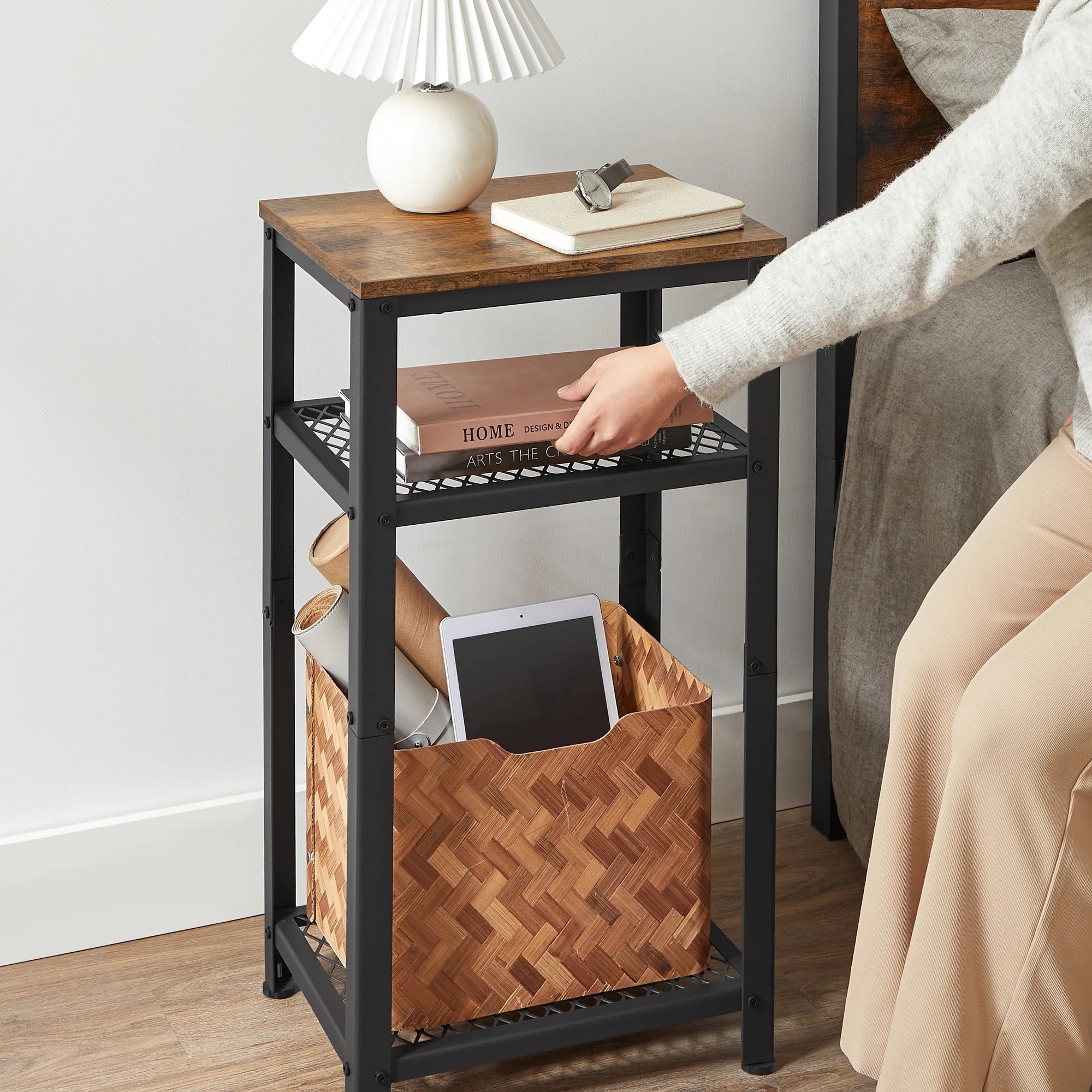 Table d’appoint bois métal 3 niveaux
