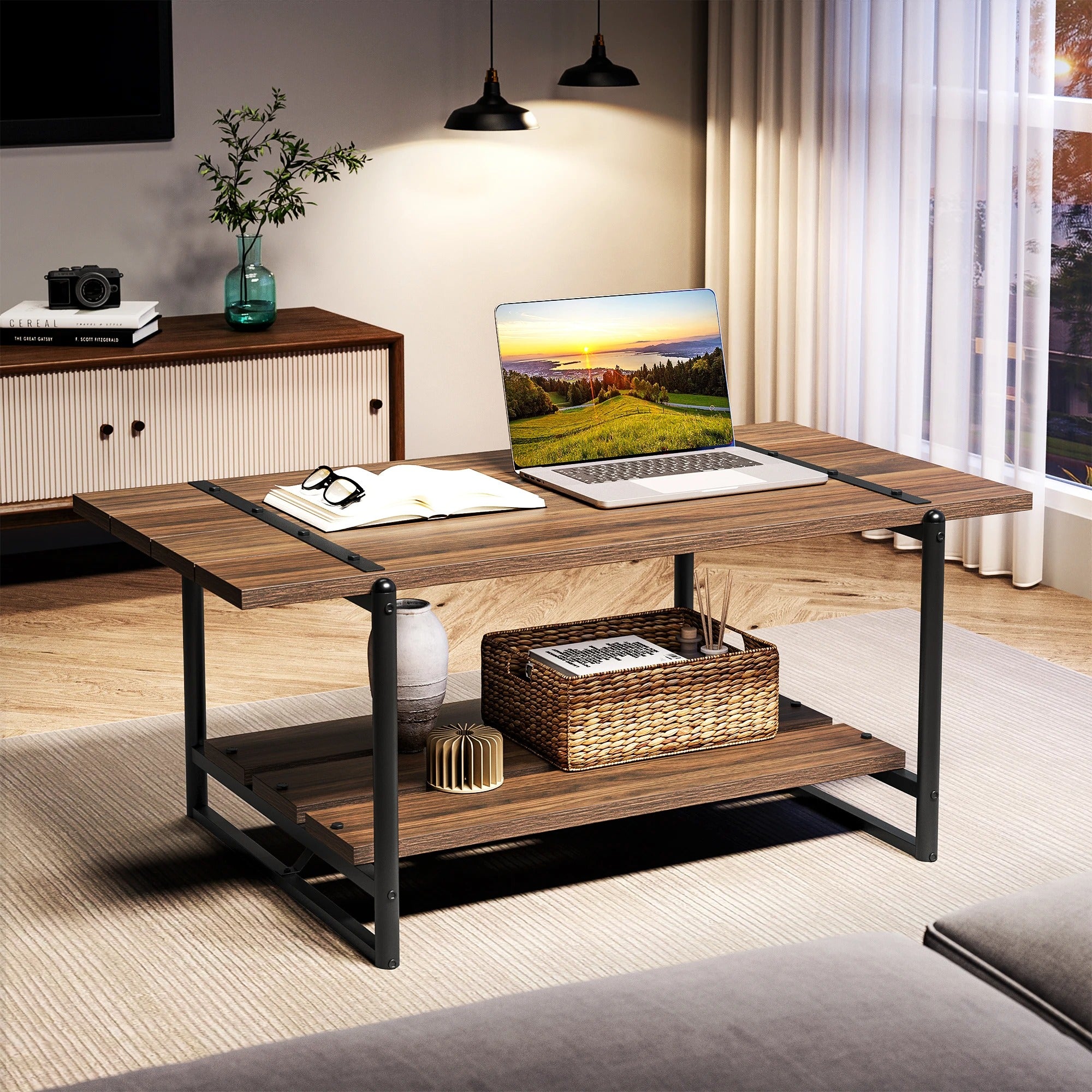 Table Basse Rectangulaire Bois Métal