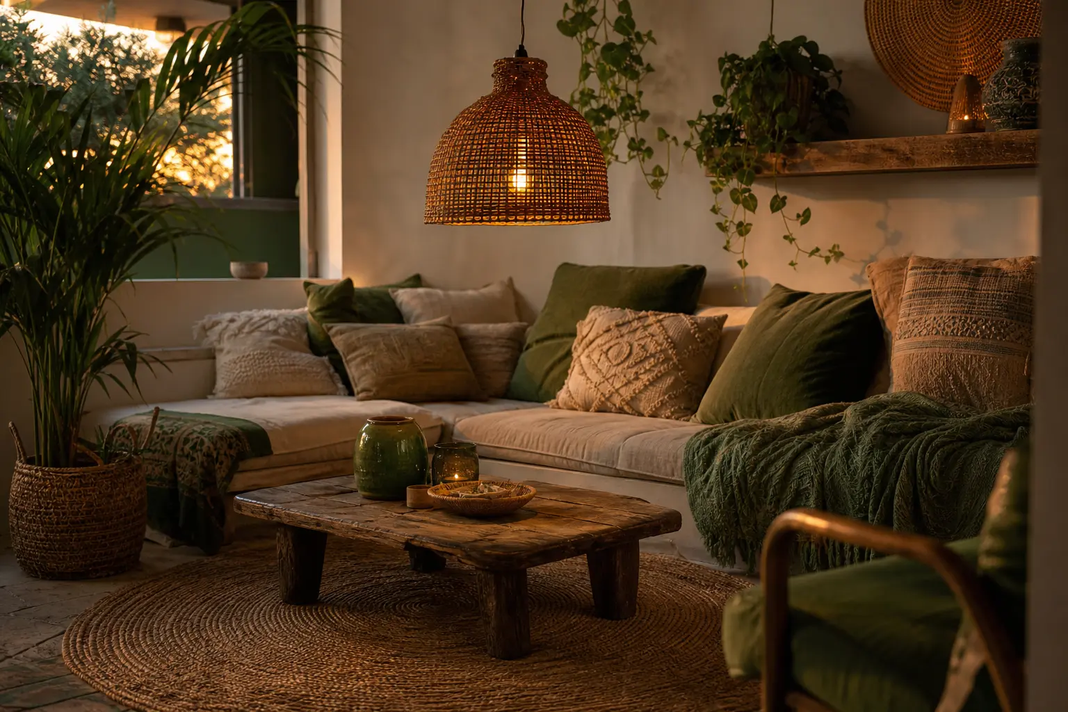 abat jour rotin dans une décoration bohème et scandinave