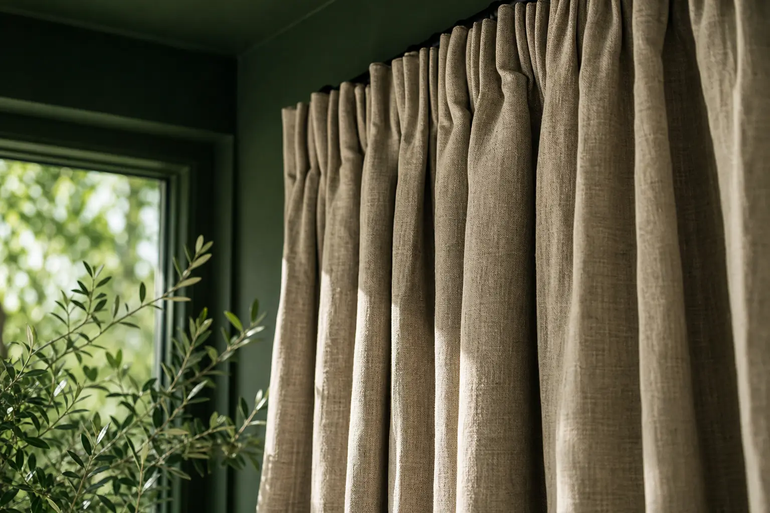 Ampleur du tissu et plis d'un rideau bien dimensionné