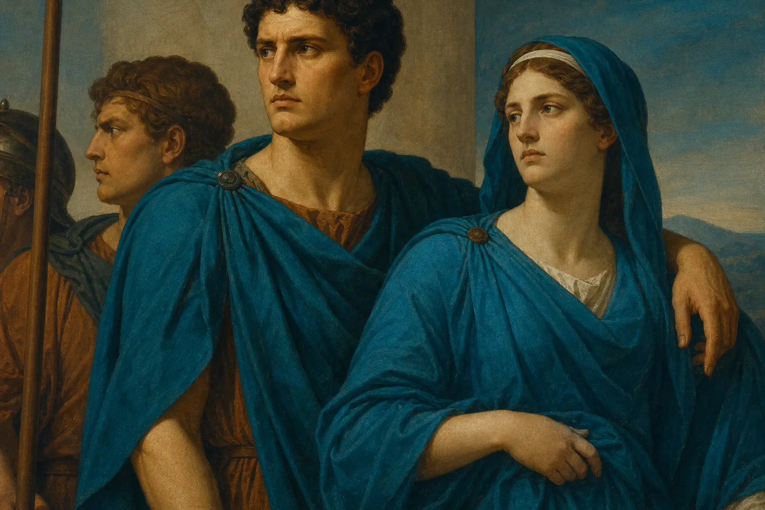 caractéristiques de la peinture néoclassique avec lignes nettes et couleurs sobres