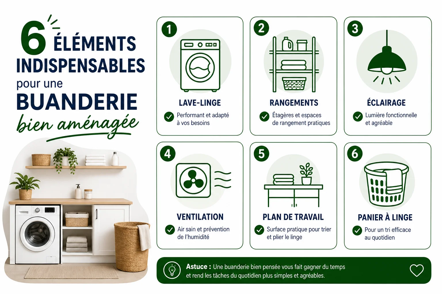 checklist aménagement buanderie fonctionnelle complète