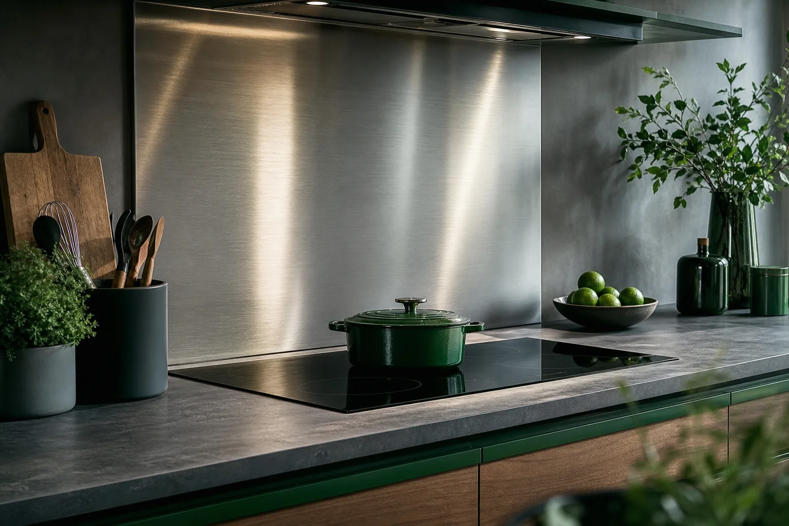 L'inox, un classique pour la crédence cuisine credence inox moderne derriere plaque de cuisson