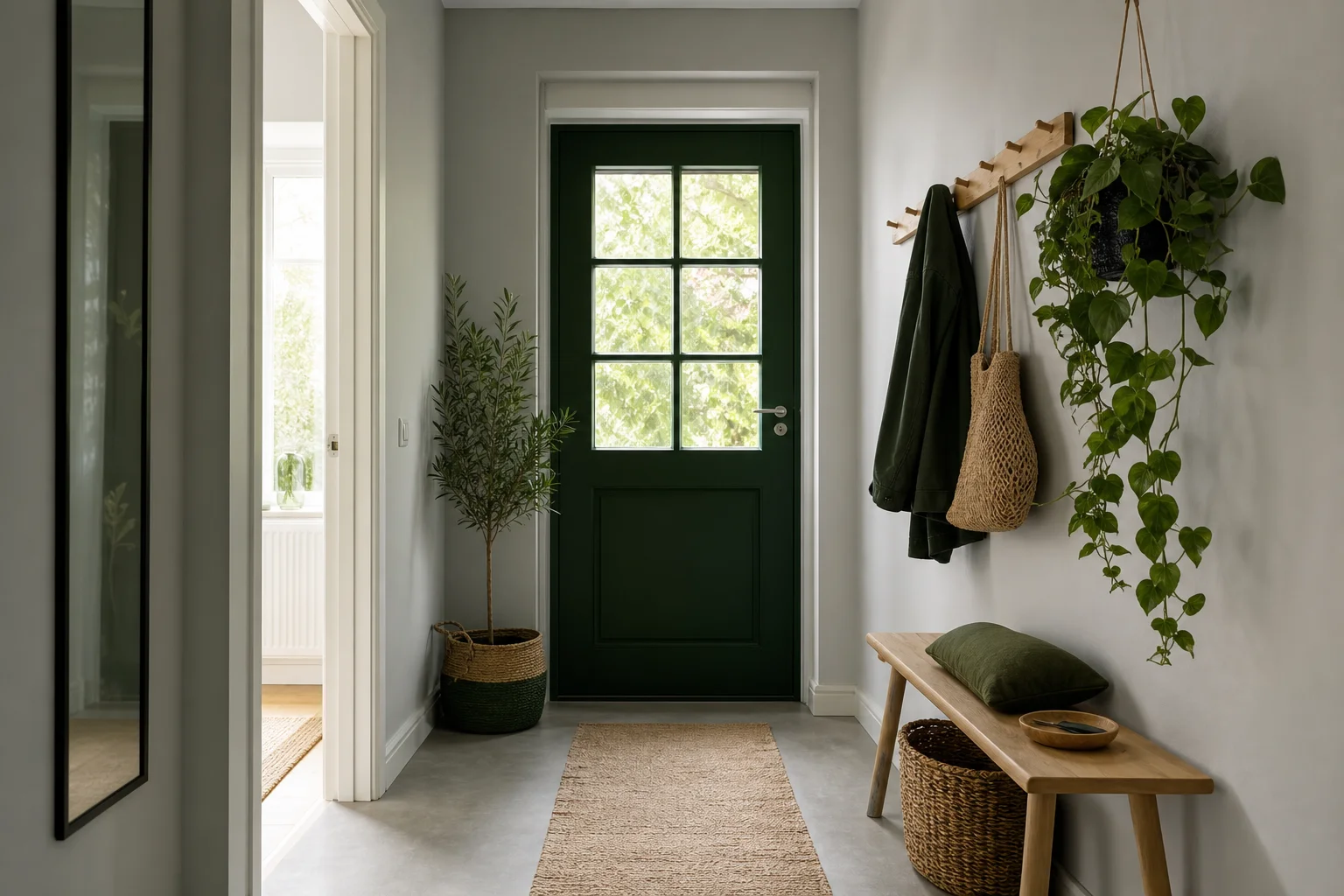 Déco minimaliste pour aménagement entrée étroite
