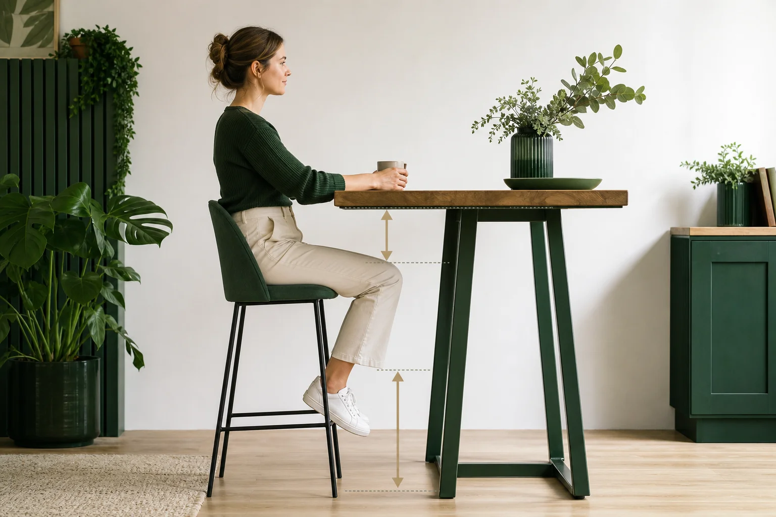 écart entre table 90 cm et hauteur assise chaise recommandée