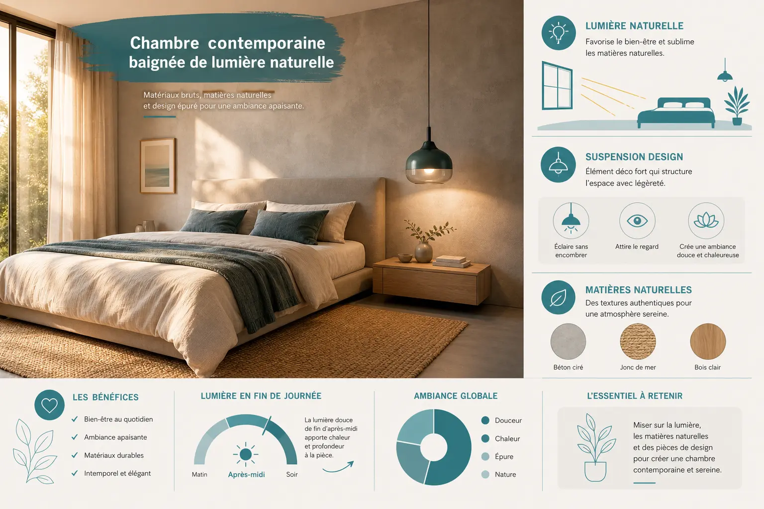 Couleurs, matières et éclairage pour une décoration contemporaine réussie