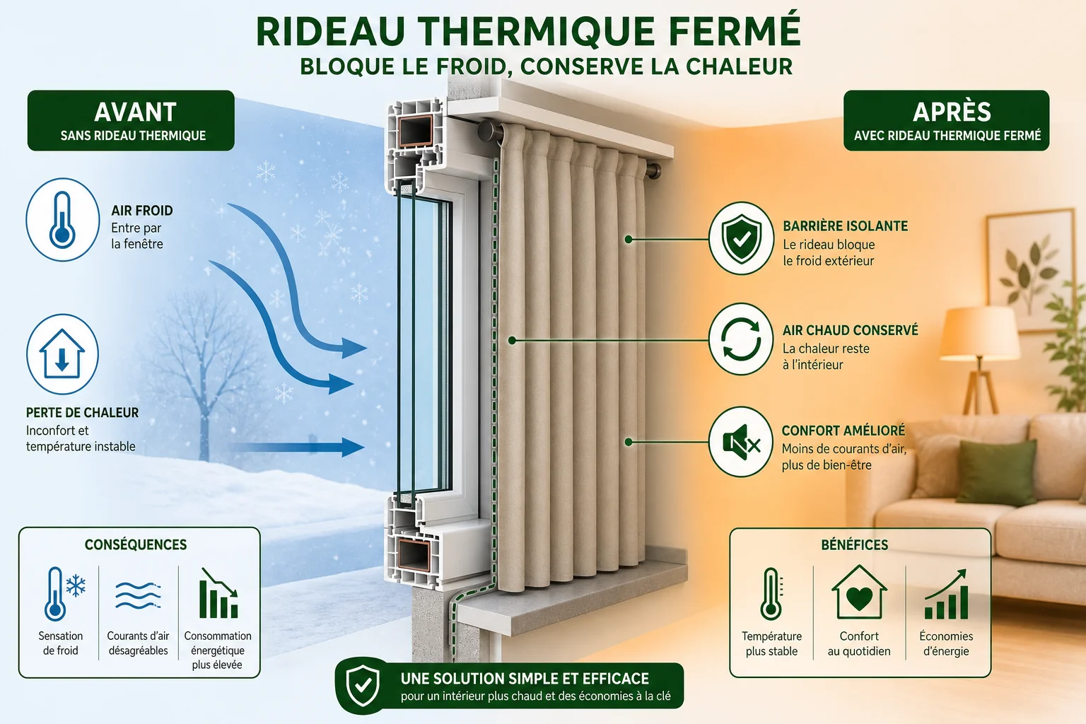efficacité du rideau thermique contre le froid et la chaleur