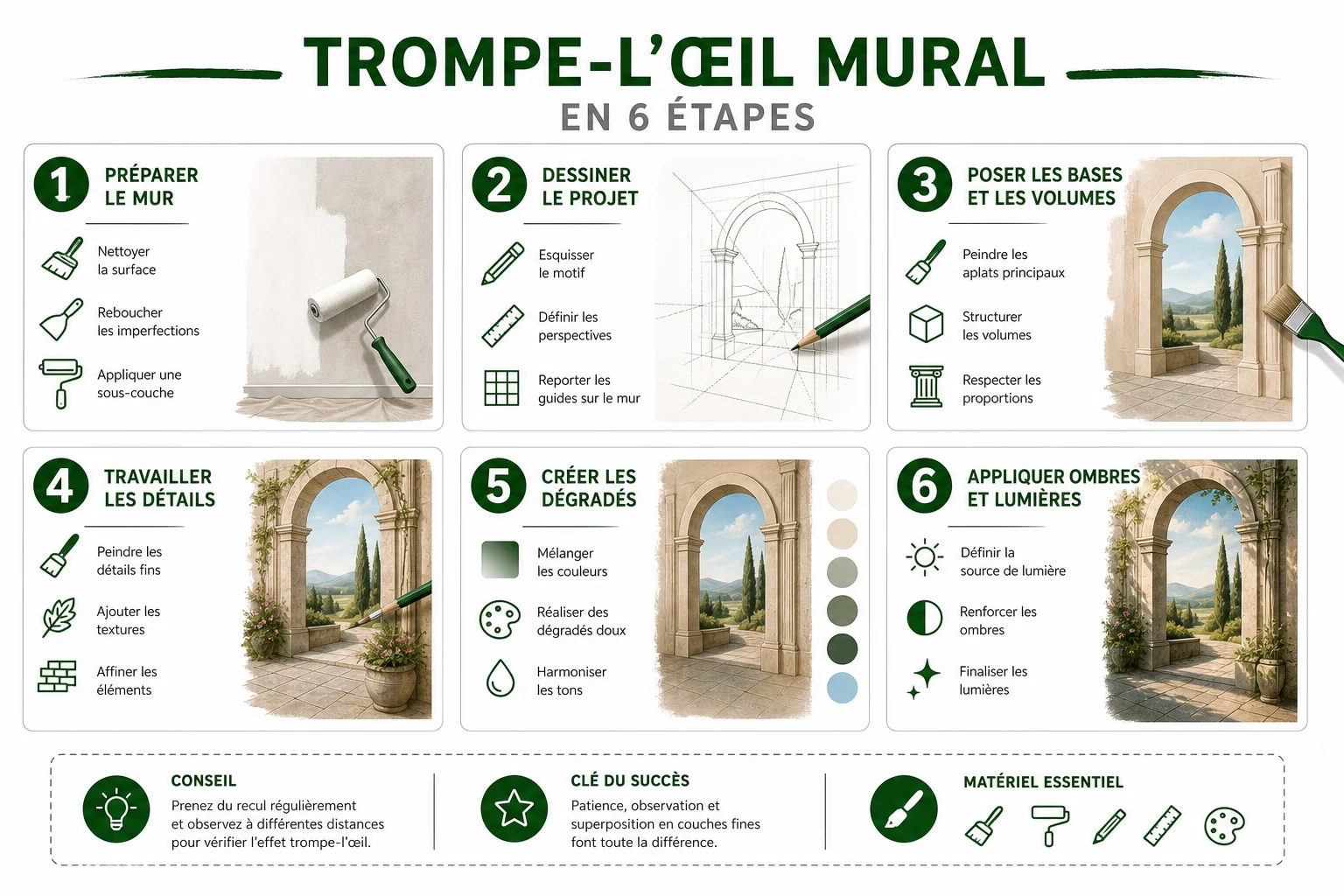 étapes clés pour réussir un trompe l'oeil mural