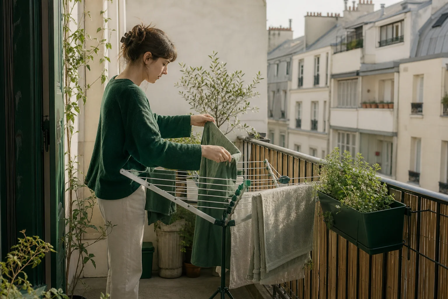 étendoir parapluie compact pour petit espace balcon