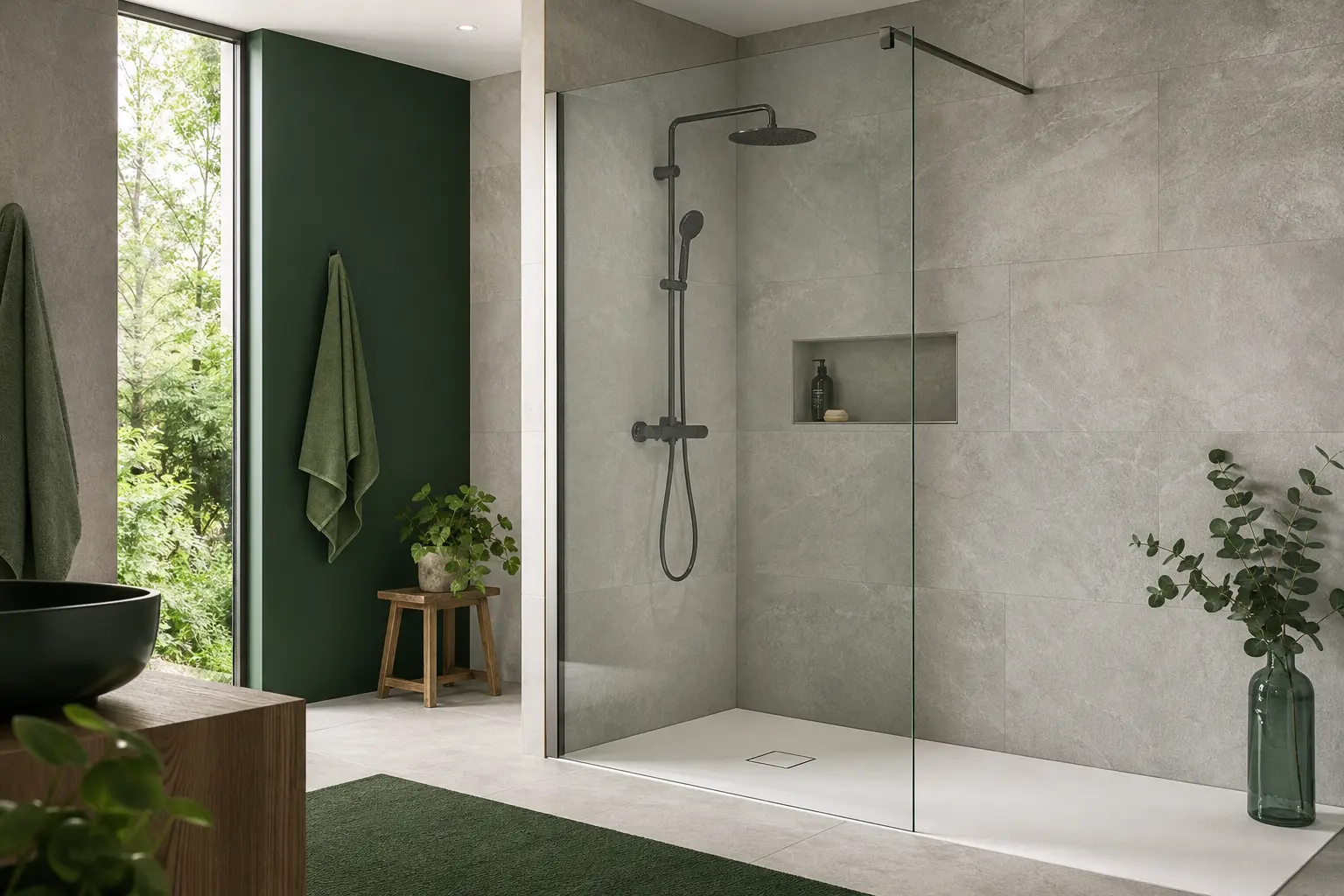 hauteur d'un pommeau de douche dans une douche à l'italienne