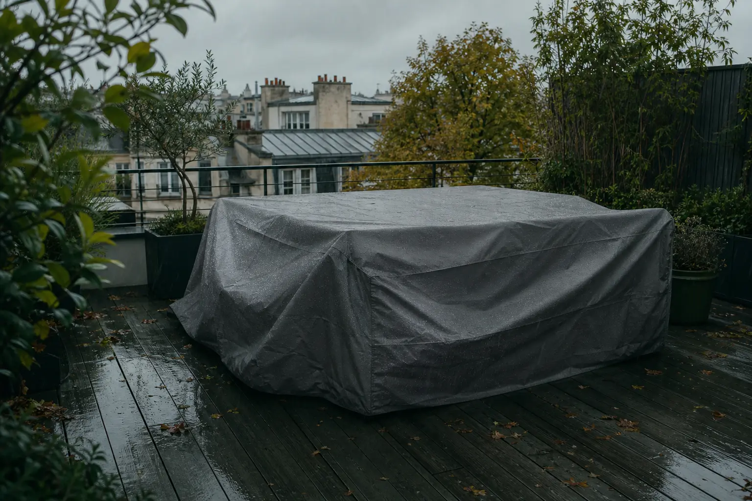 housse de protection pour protéger son salon de jardin l'hiver