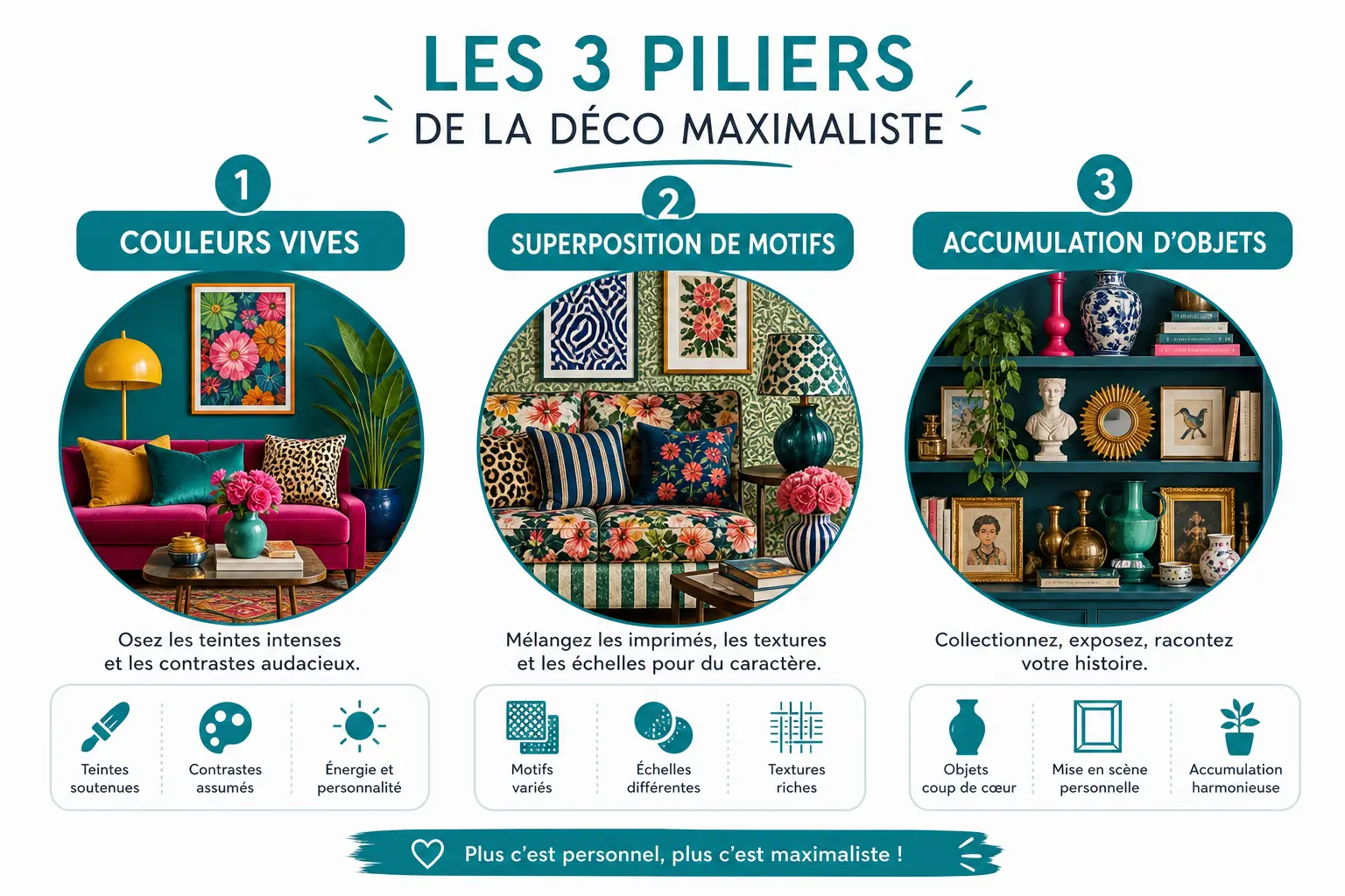 infographie des caractéristiques de la maximaliste déco