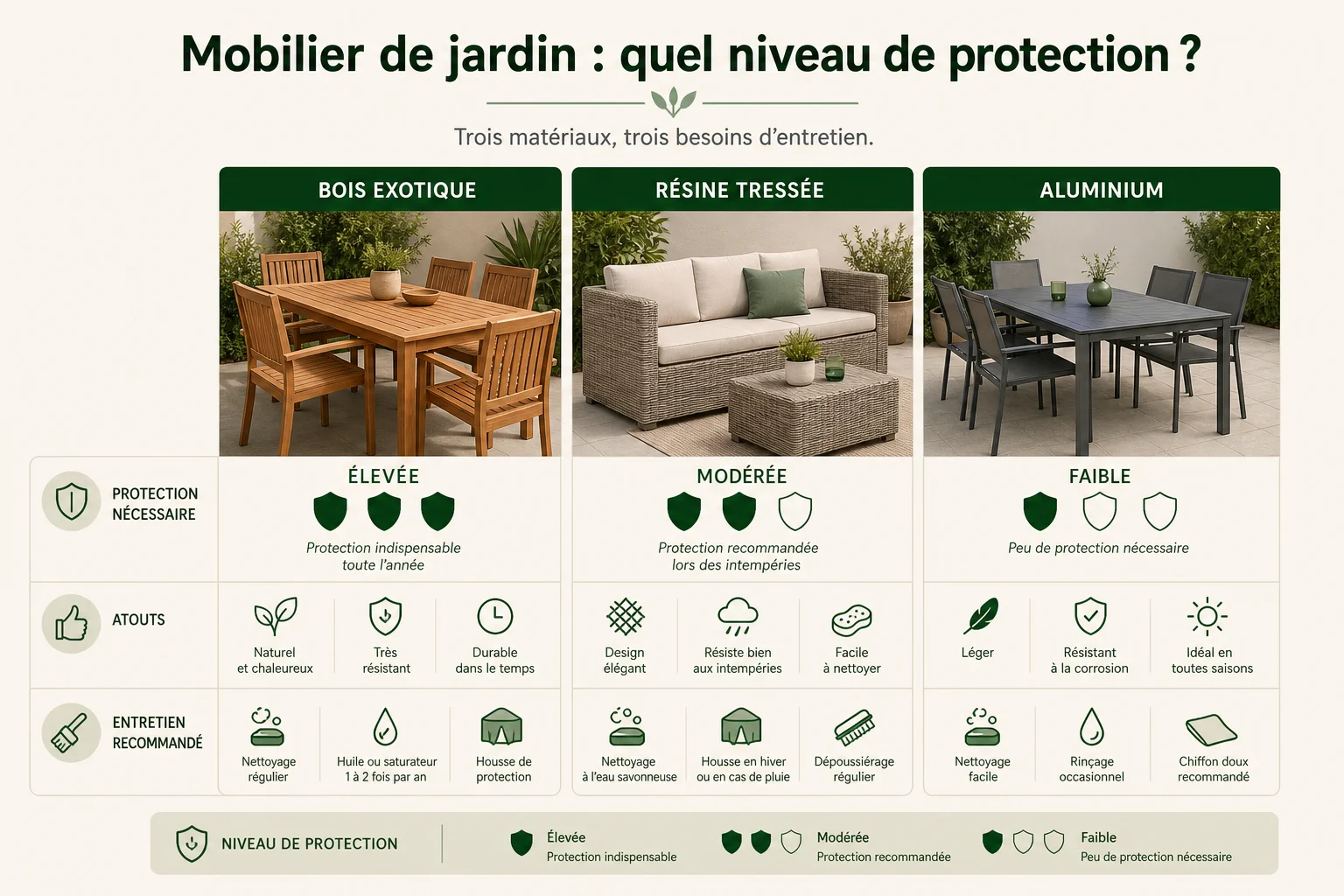 comment protéger son salon de jardin l'hiver selon le matériau