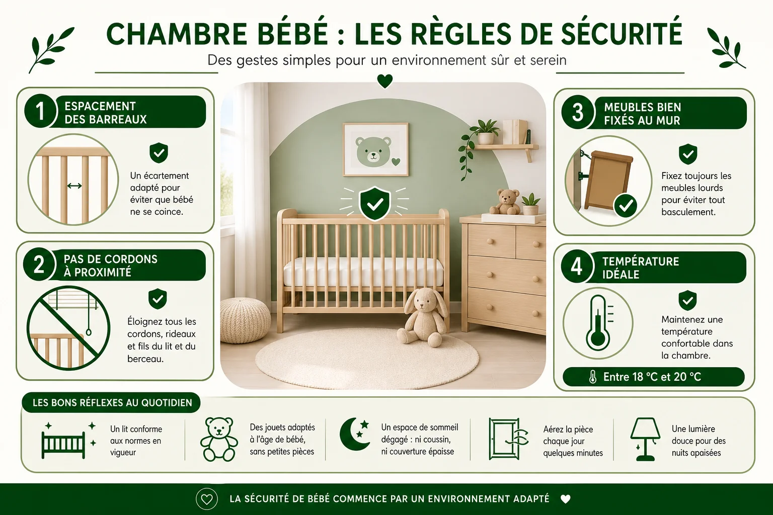 Checklist sécurité pour la chambre de bébé infographie sécurité deco chambre bebe règles essentielles