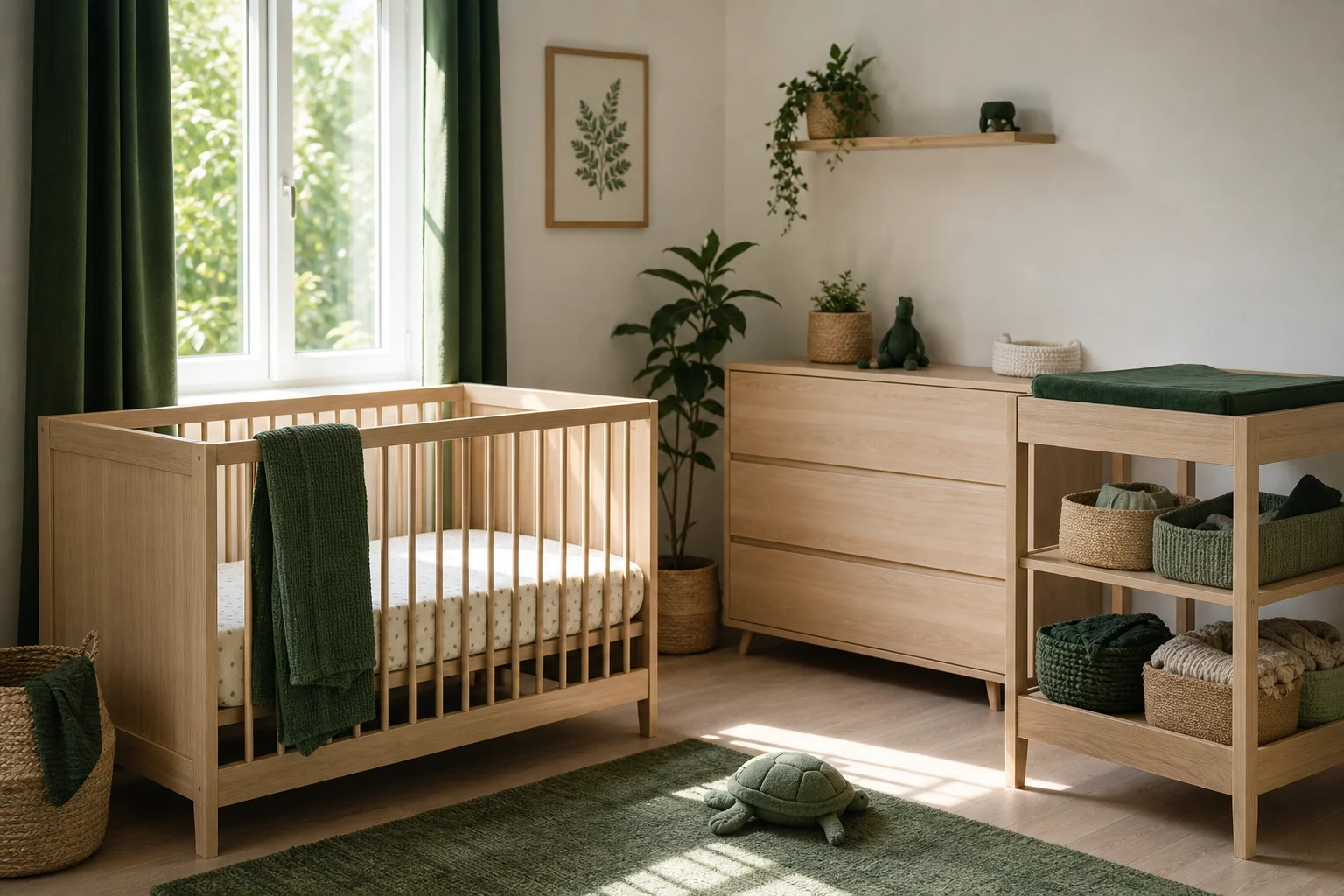 Mobilier essentiel pour la chambre de bébé lit bebe et table a langer dans une deco chambre bebe scandinave
