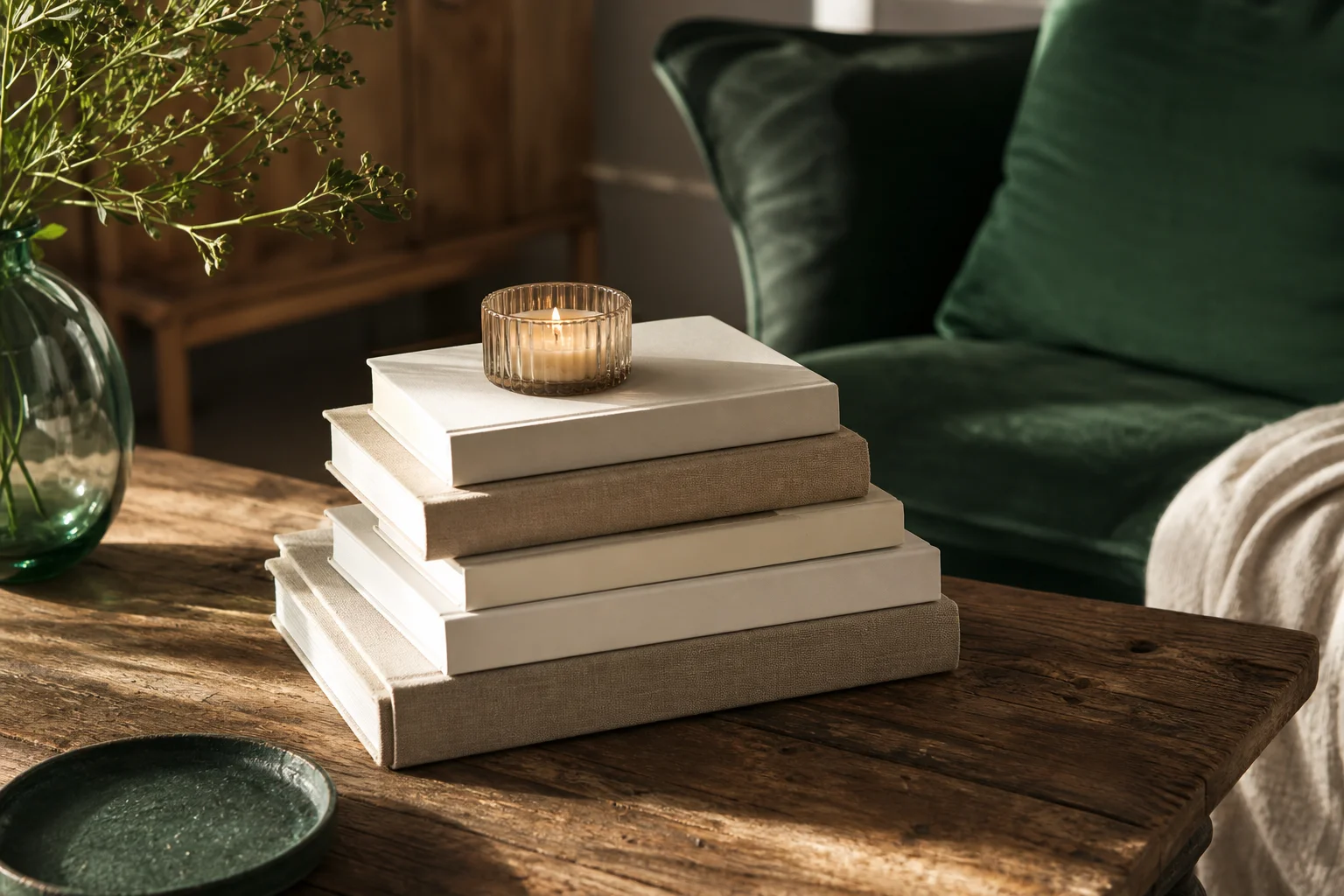 comment décorer une table basse avec des livres déco empilés