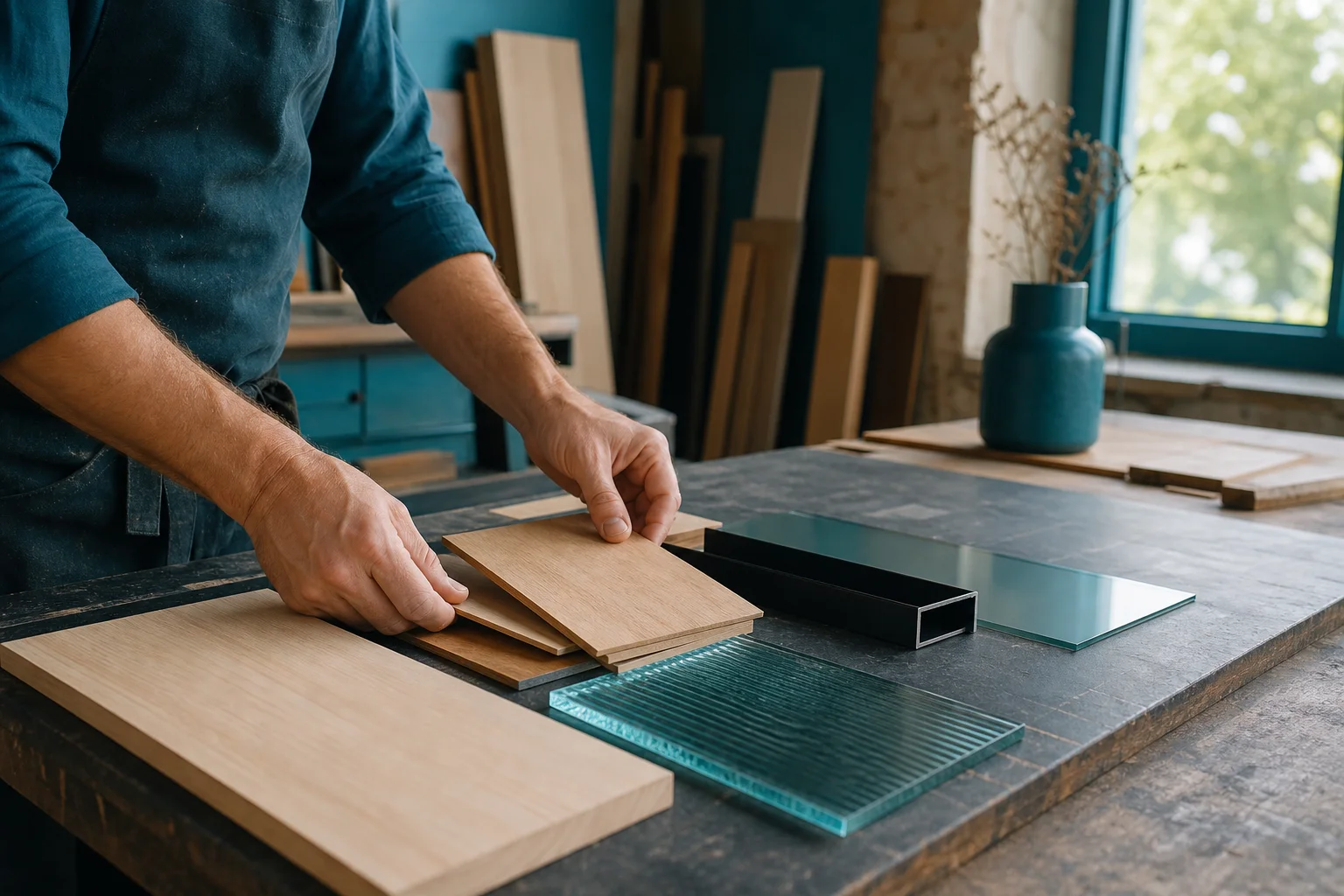 Matériaux bruts utilisés pour un mobilier de décoration contemporaine