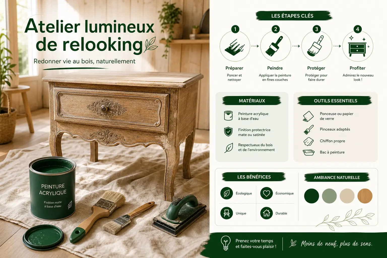 Checklist du matériel pour repeindre un meuble en bois