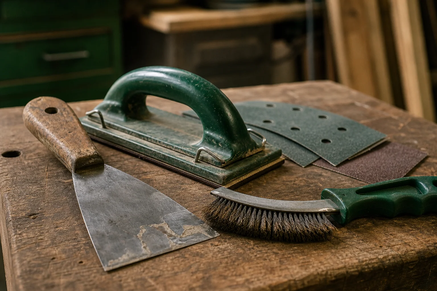 matériel nécessaire pour restaurer une table en bois massif