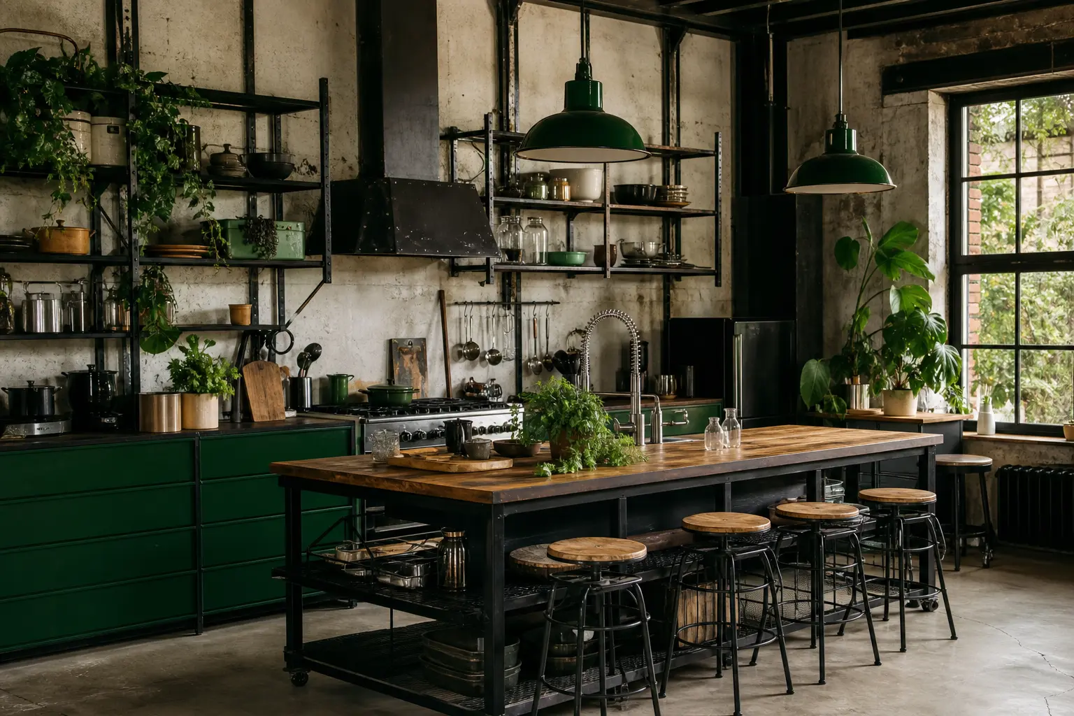 mobilier métallique style factory pour cuisine industrielle